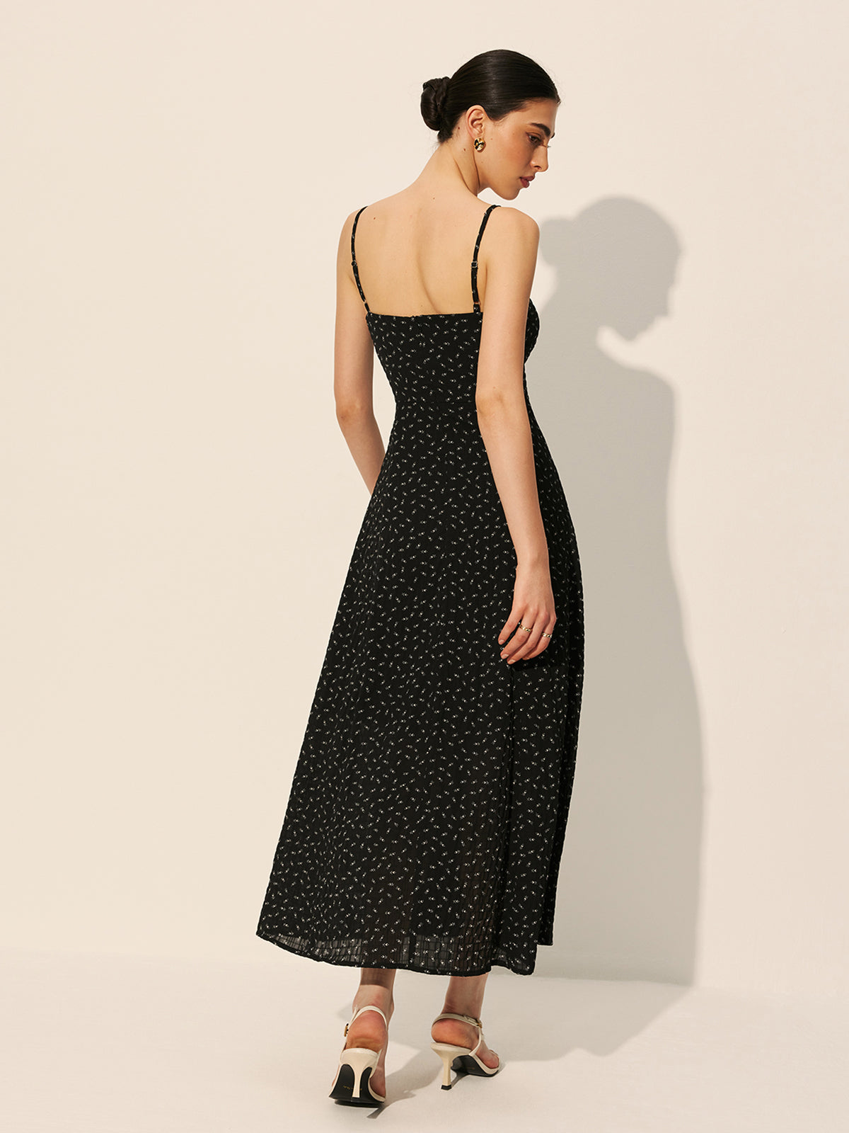 Polka Dot Zipper Drawstring Dress-Chicvia