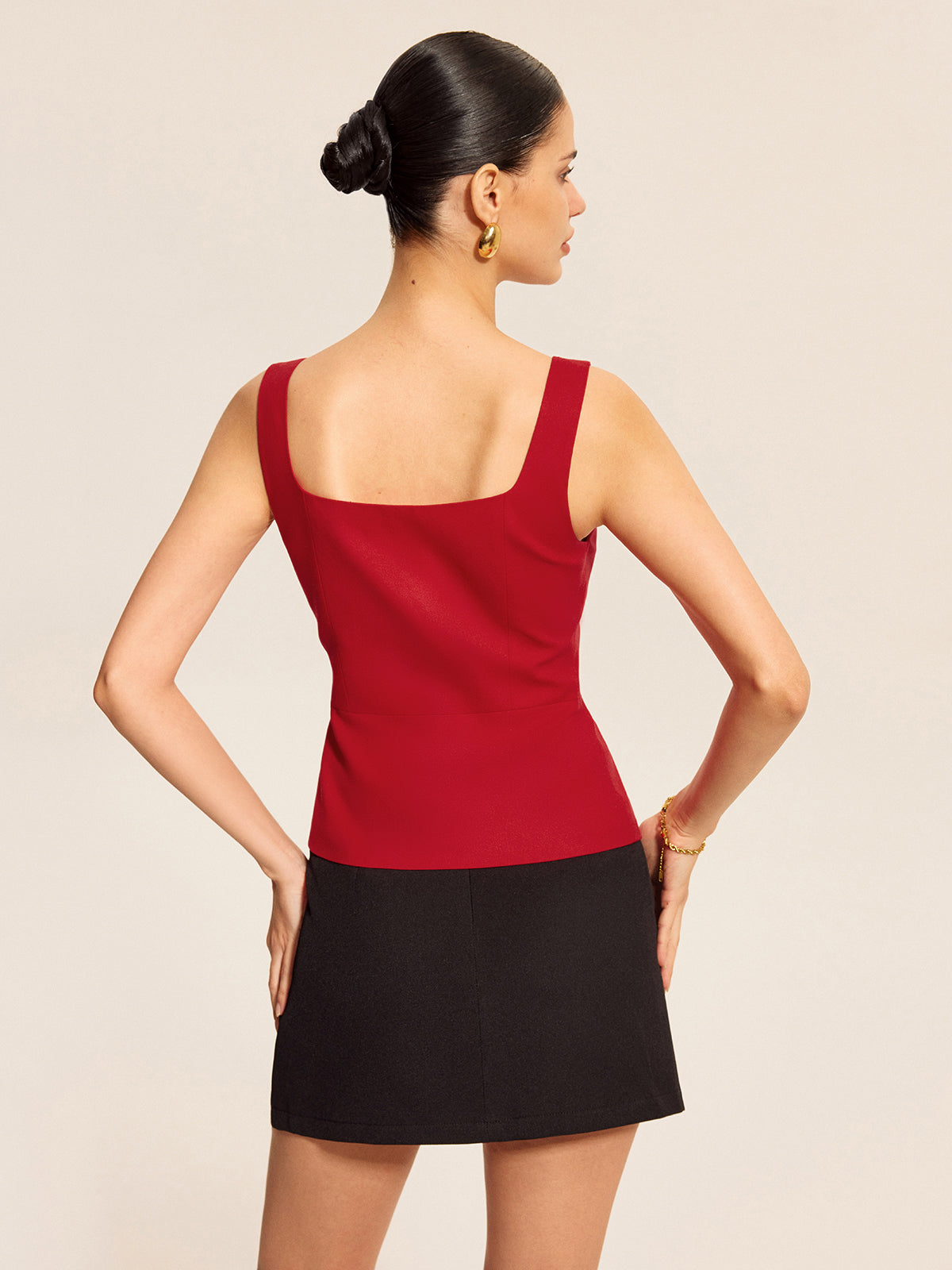 Cotton & Linen Square Neck Vest Top-Chicvia