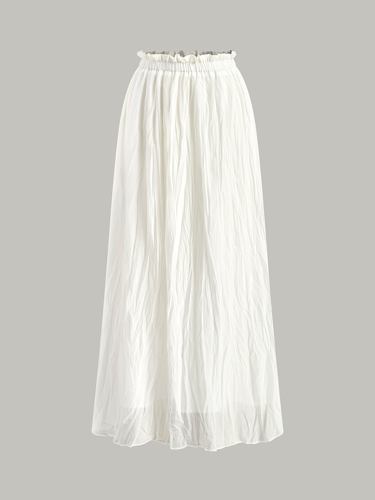 Elastic Waist Pleated Maxi Skirt-Chicvia