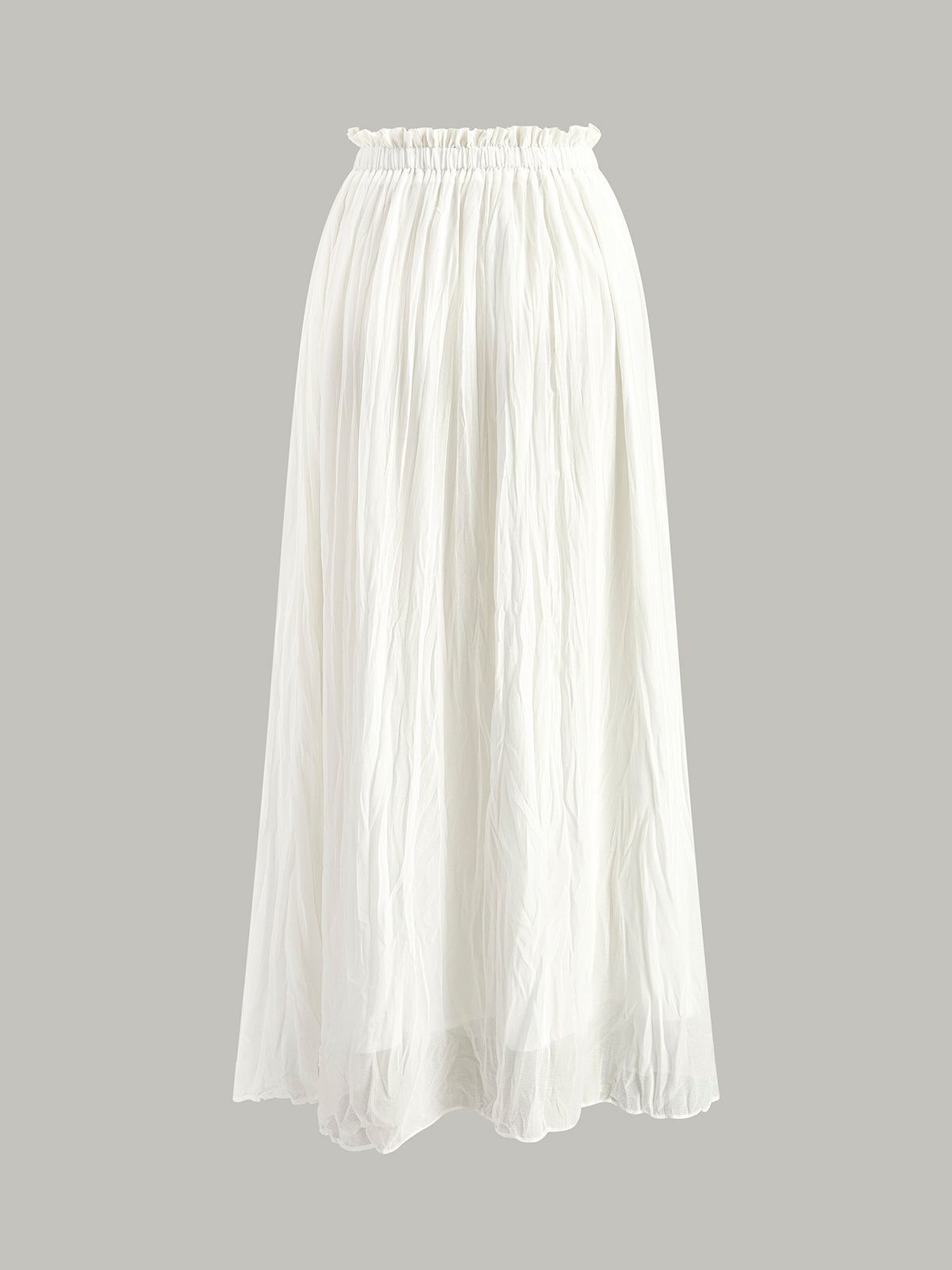 Elastic Waist Pleated Maxi Skirt-Chicvia