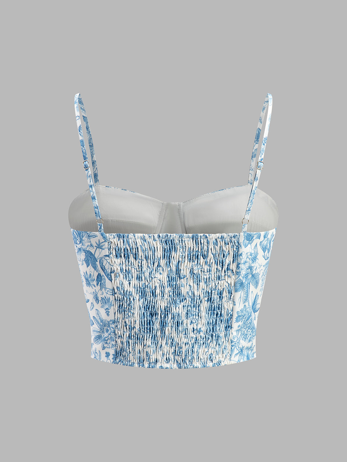 Floral Print Corset Crop Top-Chicvia