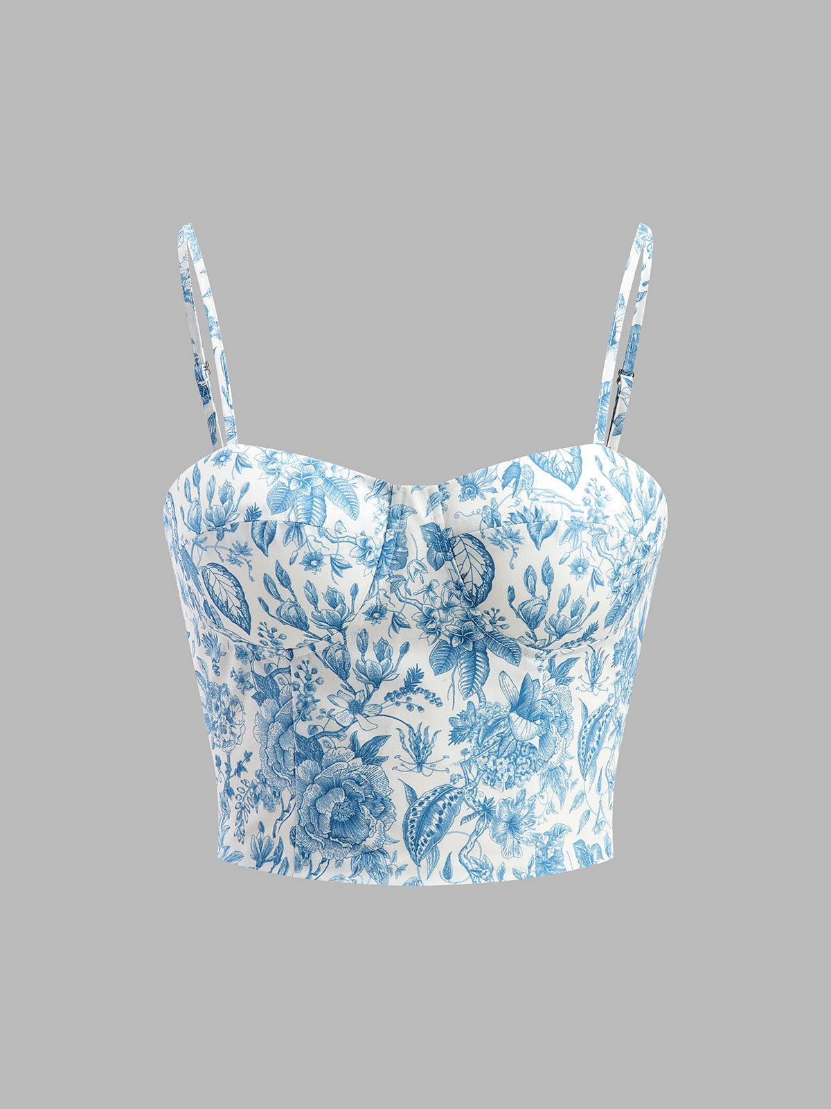 Floral Print Corset Crop Top-Chicvia
