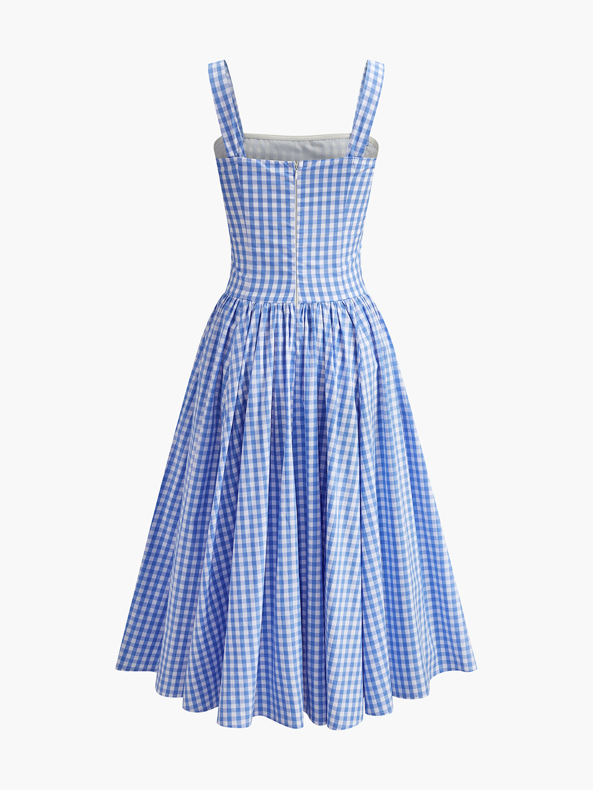 Lace-Up Checkerboard Corset Dress-Chicvia