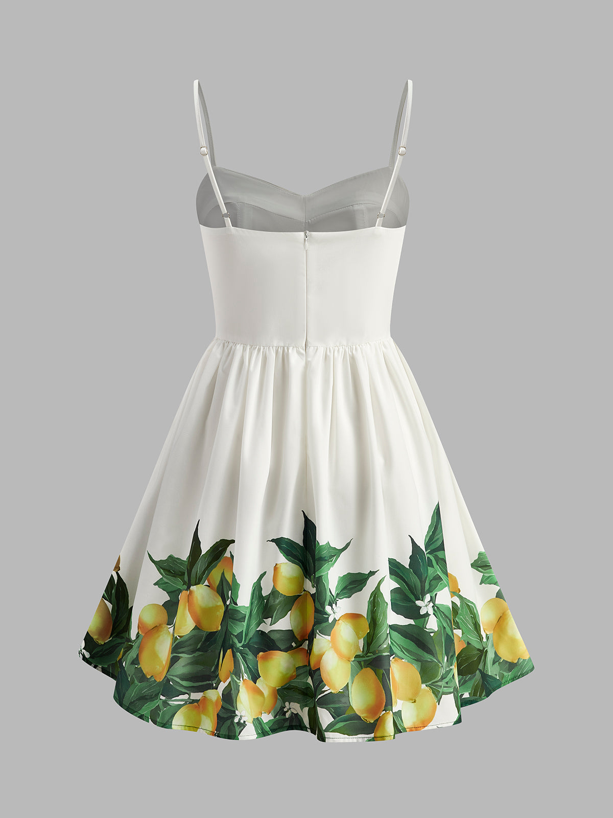 Lemon Print Corset A-Line Dress-Chicvia