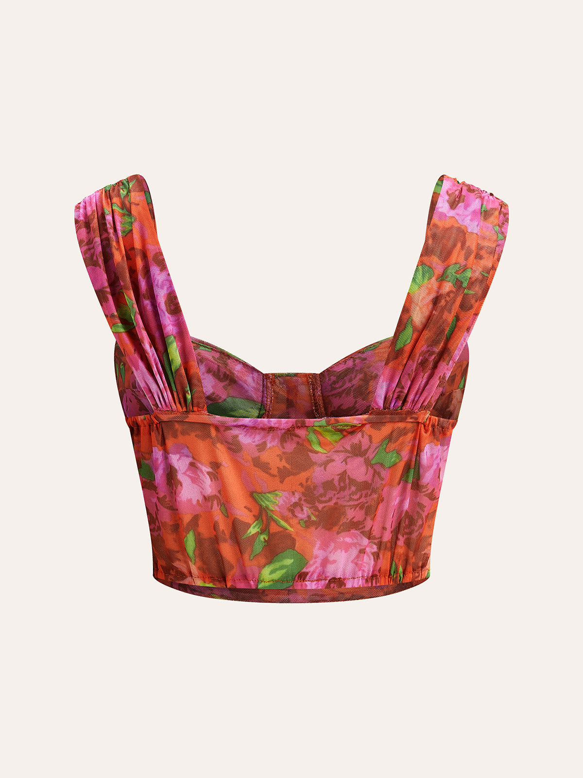 Floral Mesh Corset Top-Chicvia
