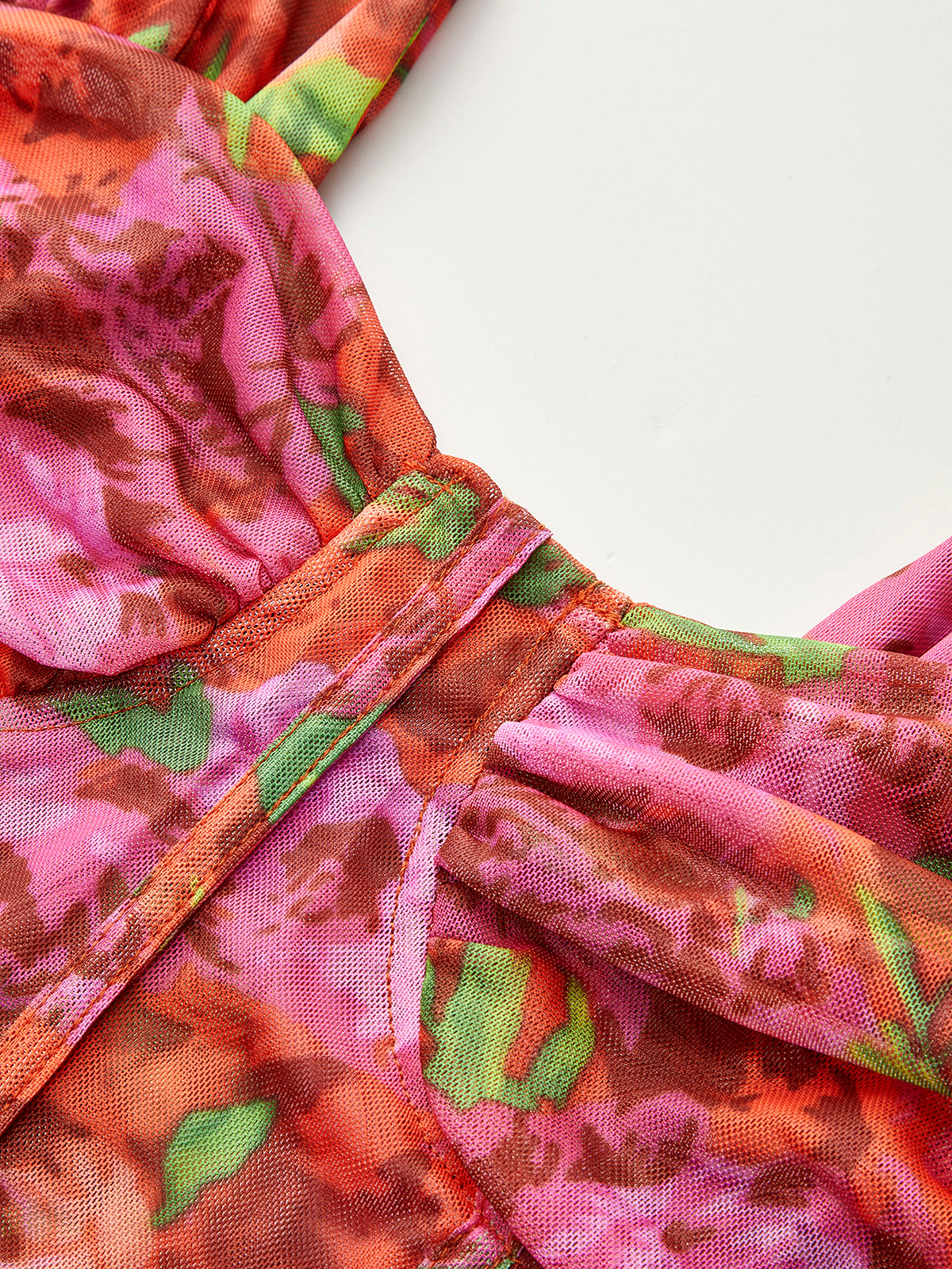 Floral Mesh Corset Top-Chicvia