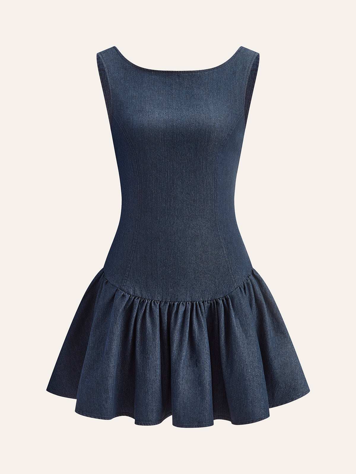 Denim Sleeveless Flare Dress-Chicvia