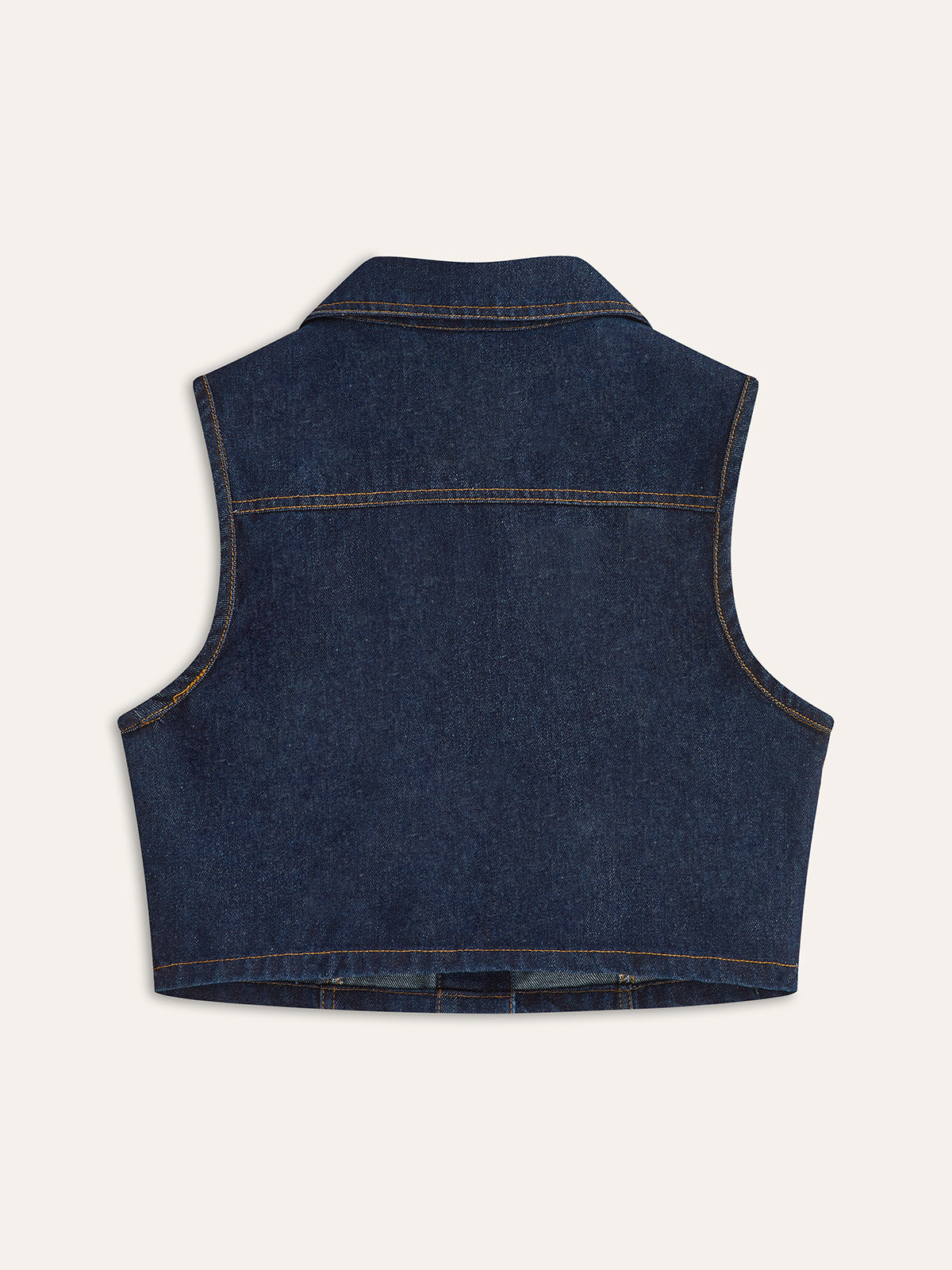 Denim Button-Up Sleeveless Vest-Chicvia