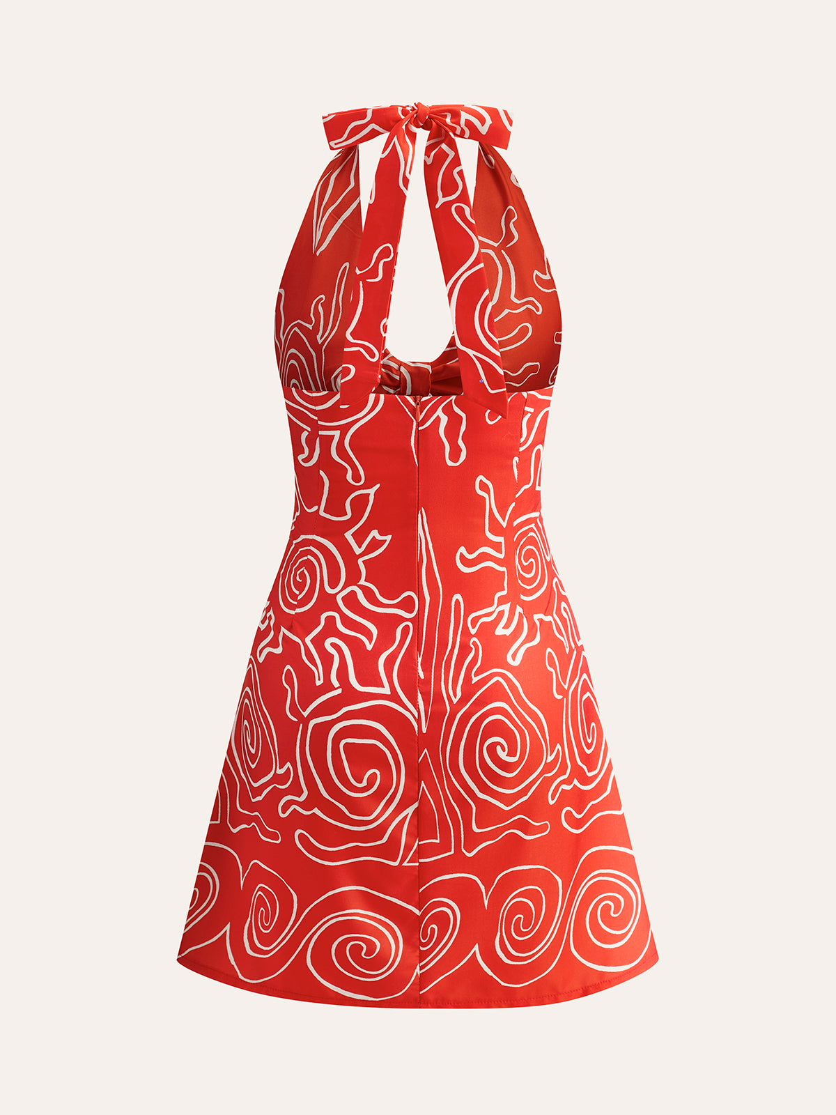 Halter Tie-Back Printed Dress-Chicvia