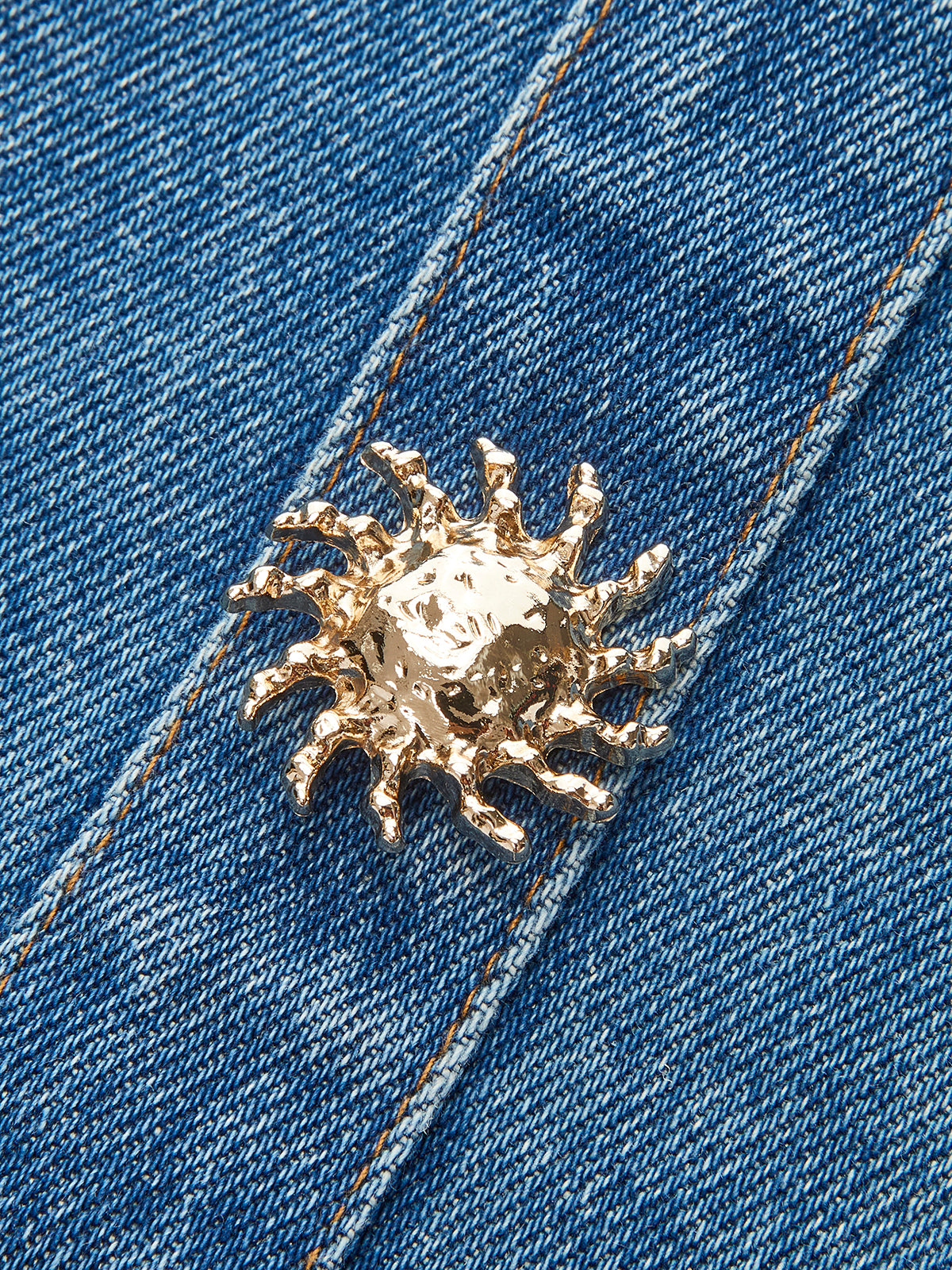 Denim Panel Contrast Strap Corset Top-Chicvia