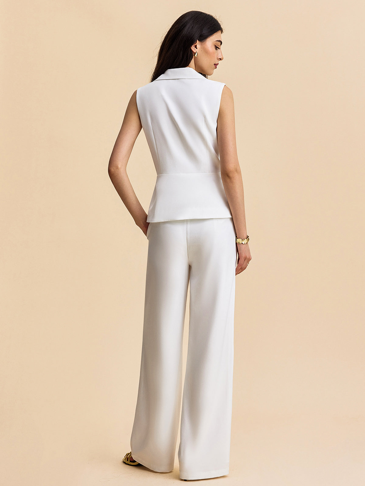 Pockets Buttoned Sleeveless Pants Set-Chicvia