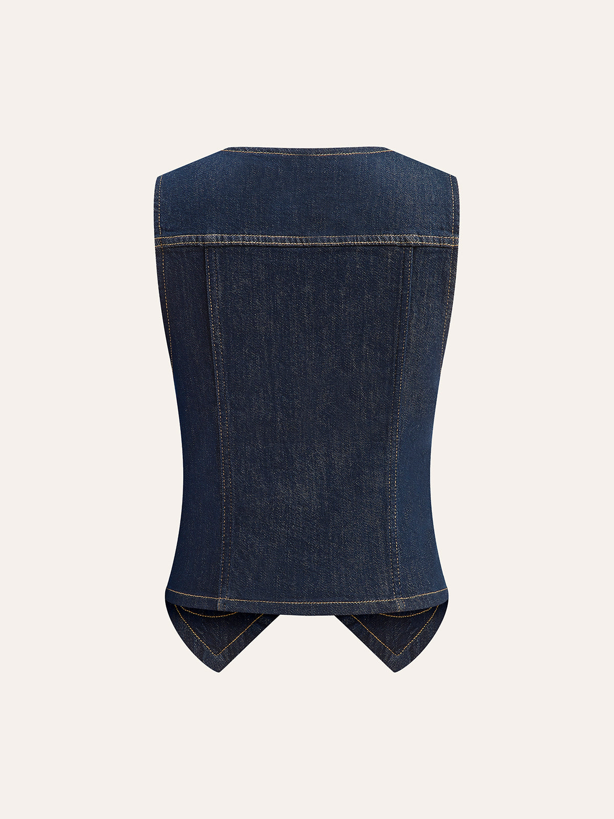 Metal Detail Denim Vest-Chicvia
