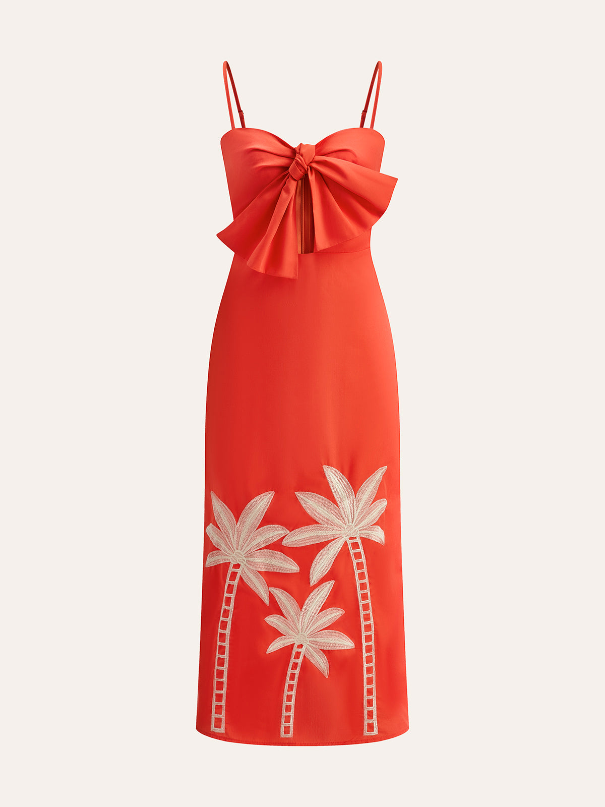 Embroidered Bow-Detail Cami Dress-Chicvia
