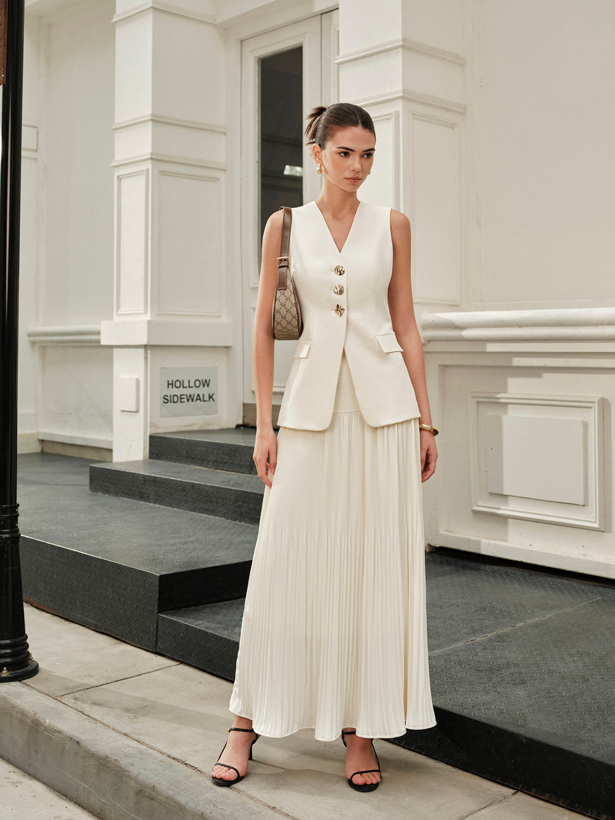 Decor Pockets Tailored Vest-Chicvia