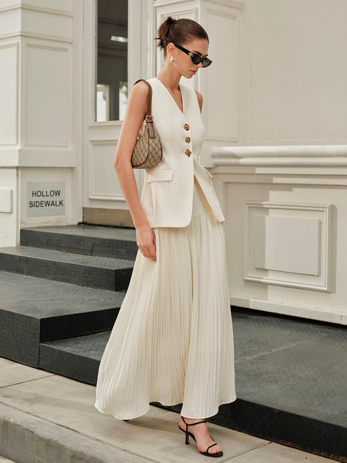 Decor Pockets Tailored Vest-Chicvia