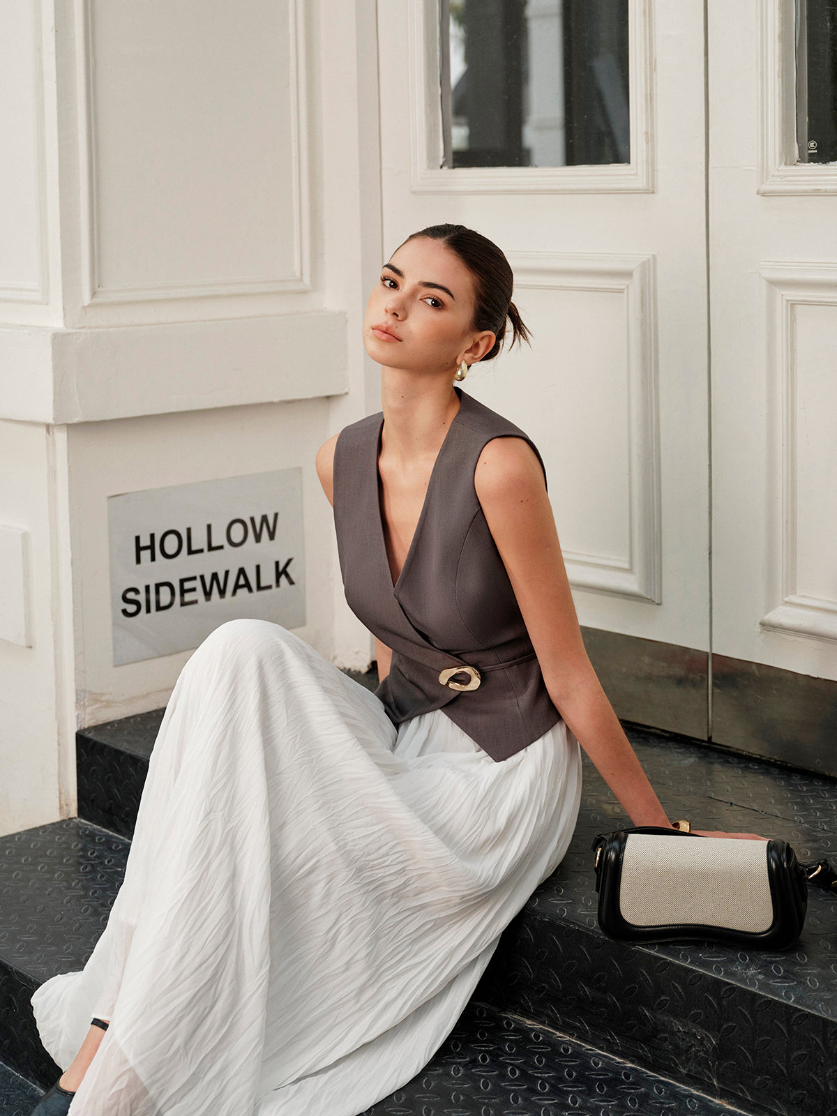 Elastic Waist Pleated Maxi Skirt-Chicvia