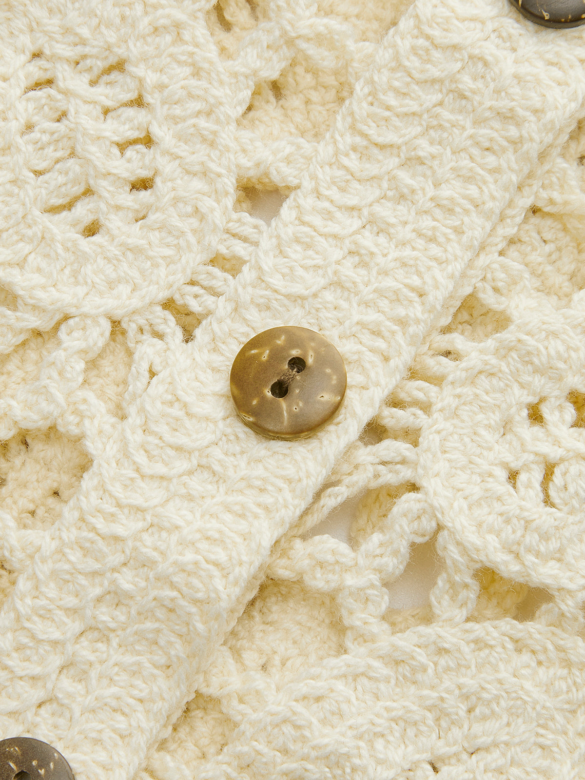 Floral Crochet Button Detail Vest-Chicvia