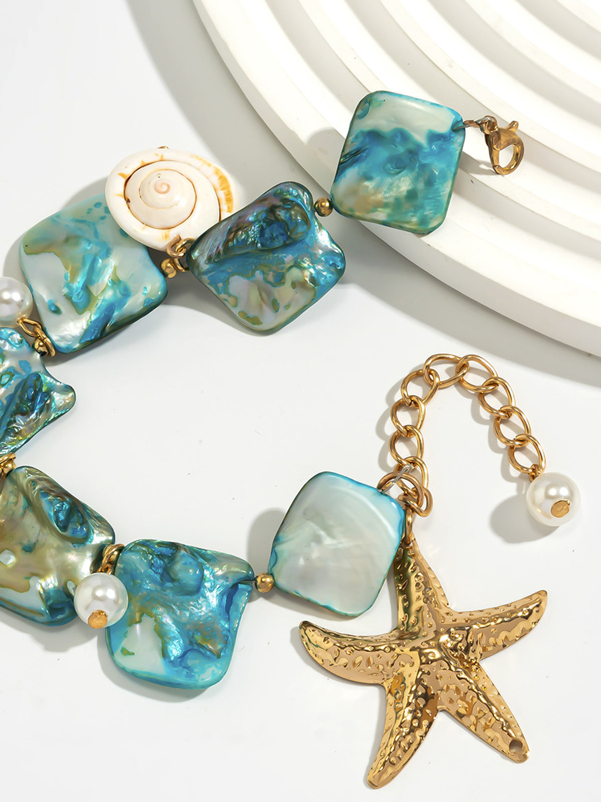 Ocean Charm Starfish Bracelet With Pearl Detail-Chicvia