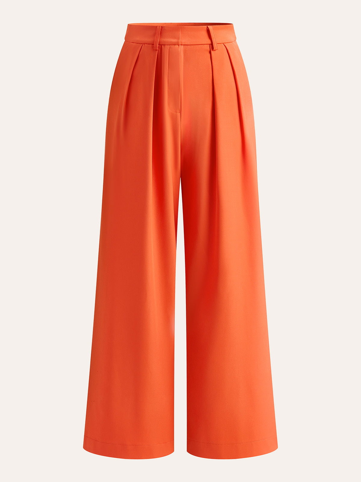 Mid-Waist Pleated Wide-Leg Pants-Chicvia