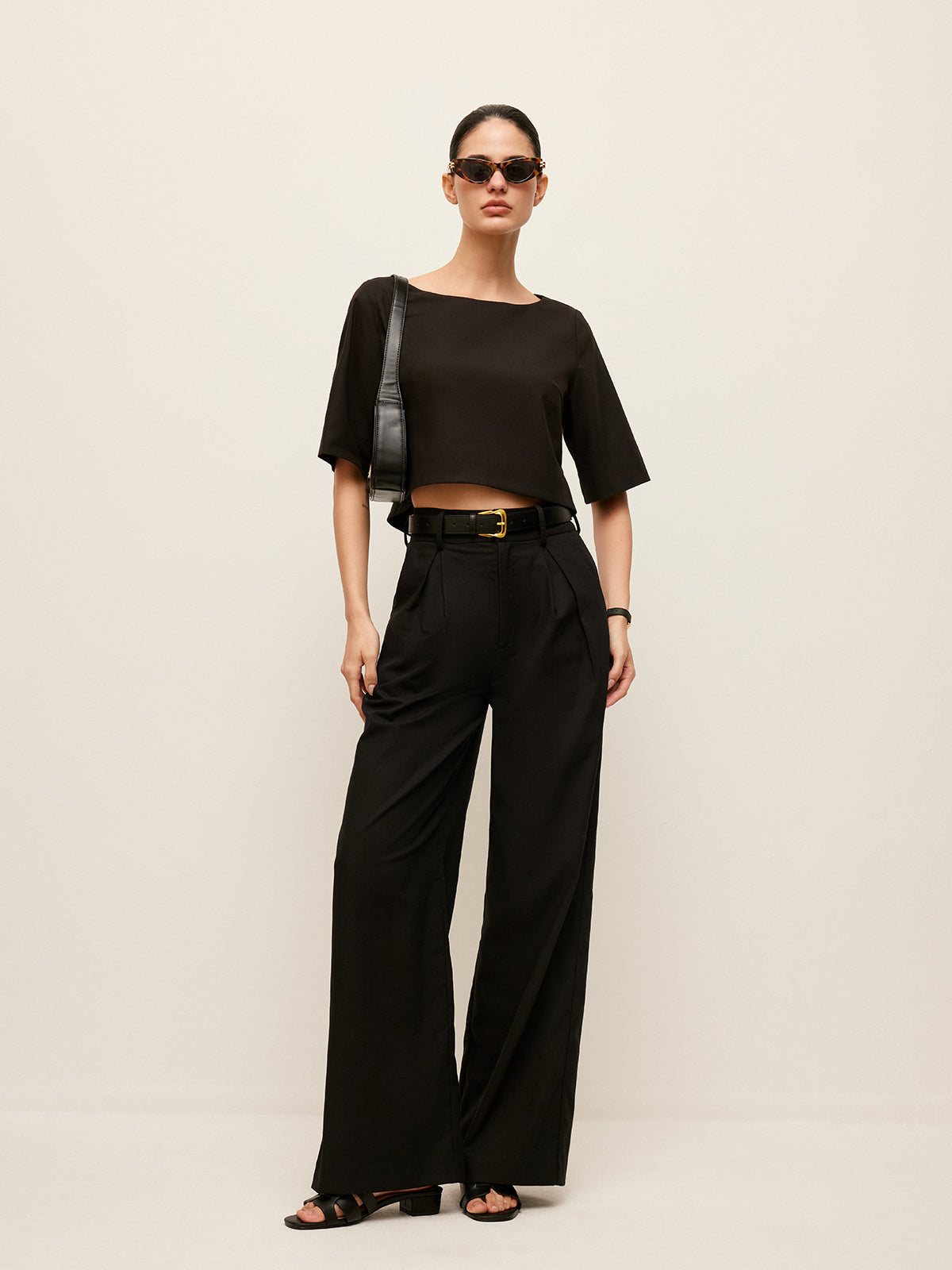 Cotton & Linen Crop Top With Pants Set-Chicvia