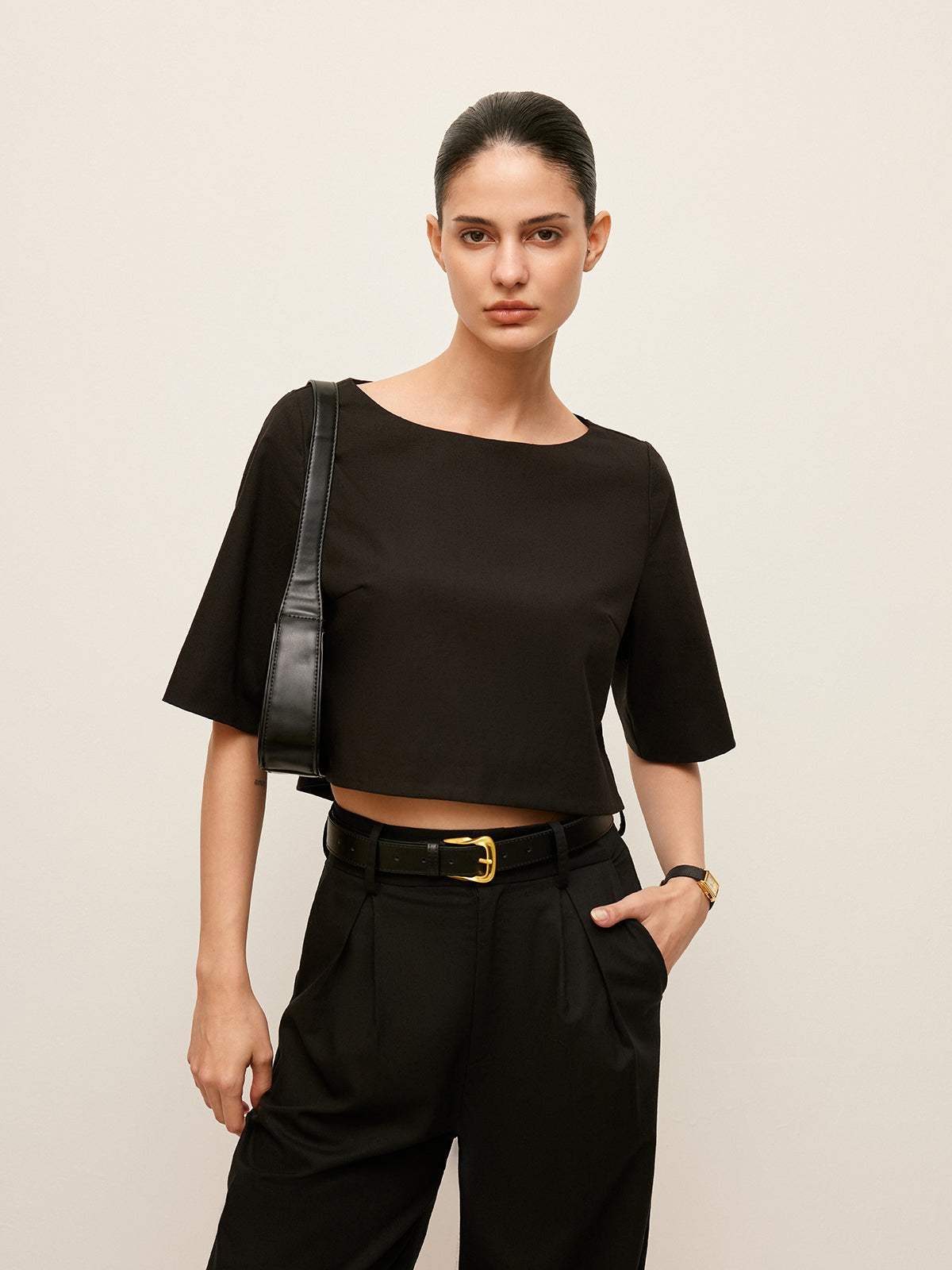 Cotton & Linen Crop Top With Pants Set-Chicvia