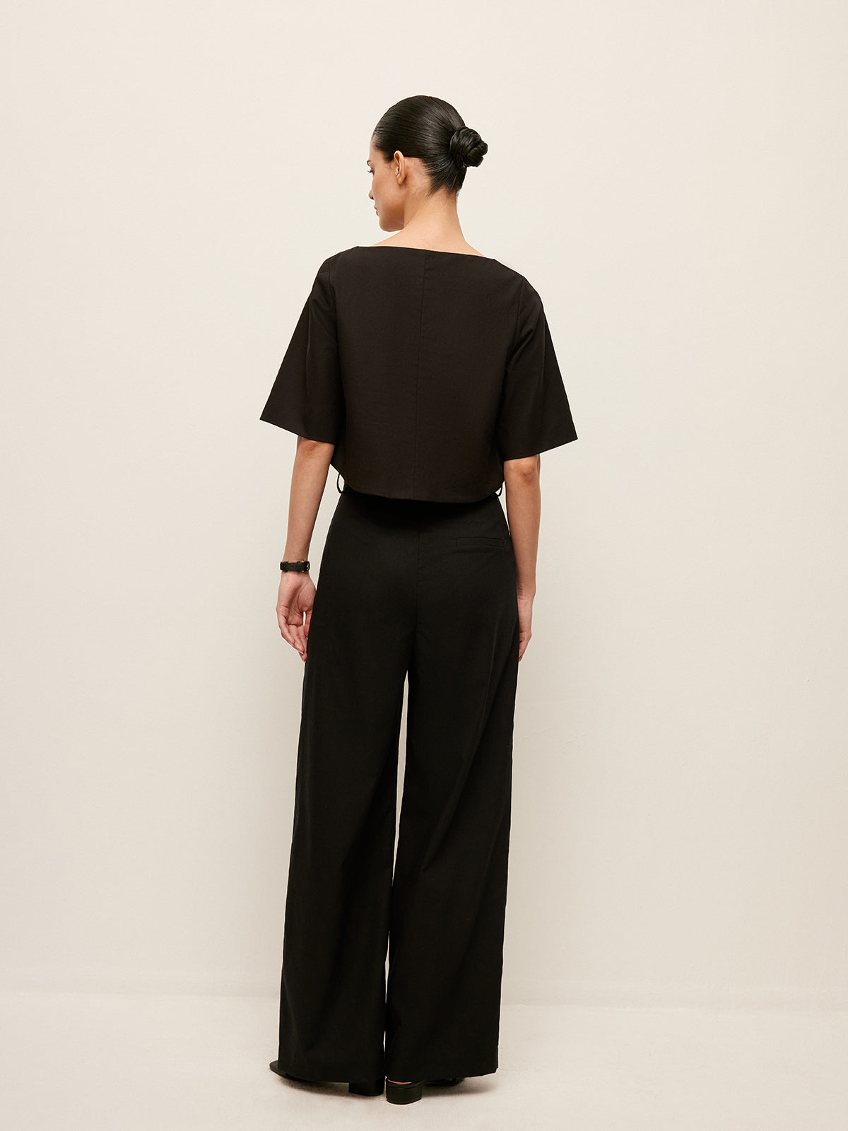 Cotton & Linen Crop Top With Pants Set-Chicvia