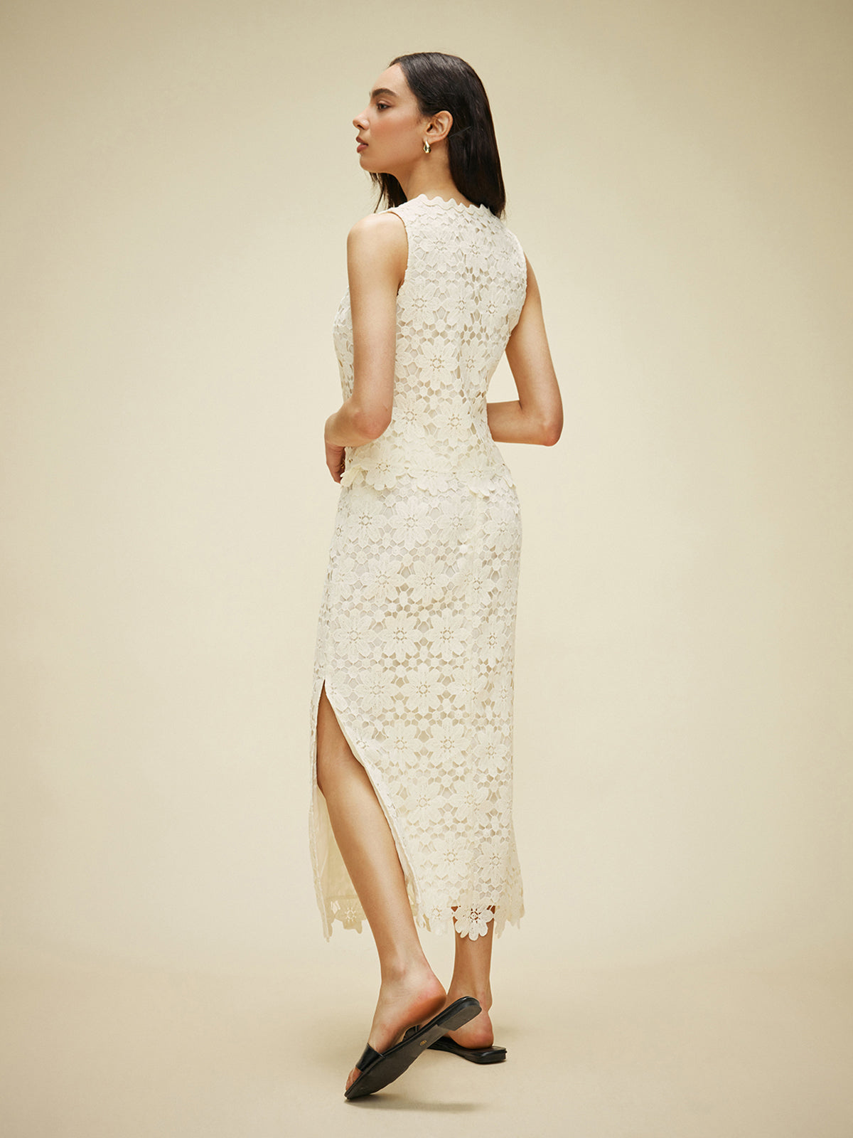 Lace Tied Front Top With Skirt Set-Chicvia