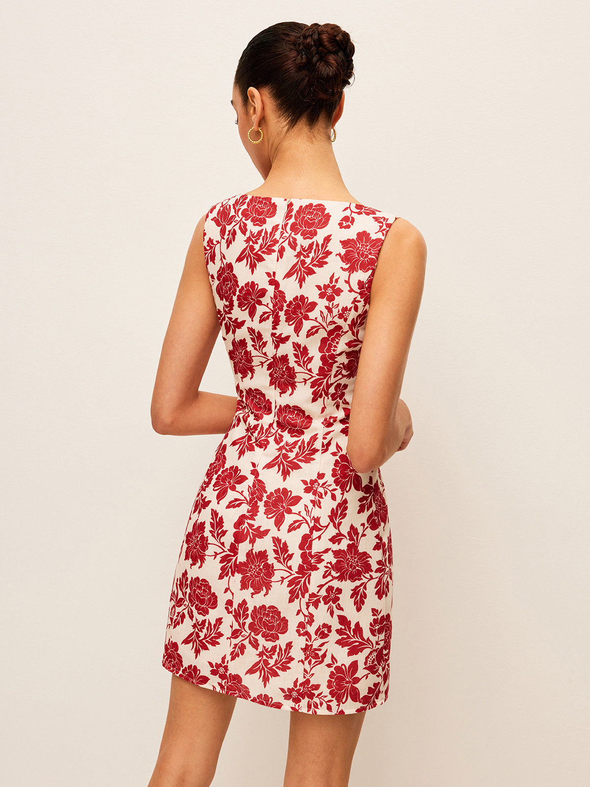 Flora Print Square-Neck Dress-Chicvia