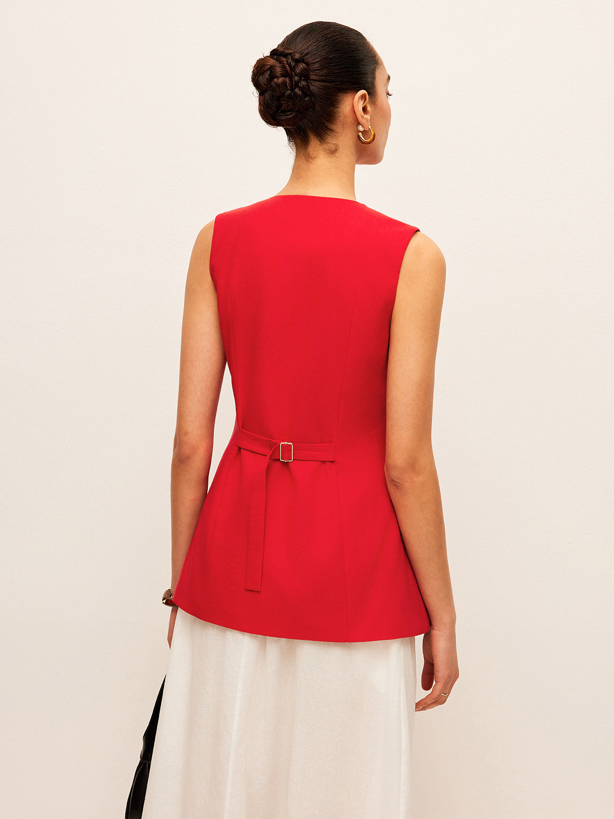 Cotton & Linen Buttoned Vest-Chicvia