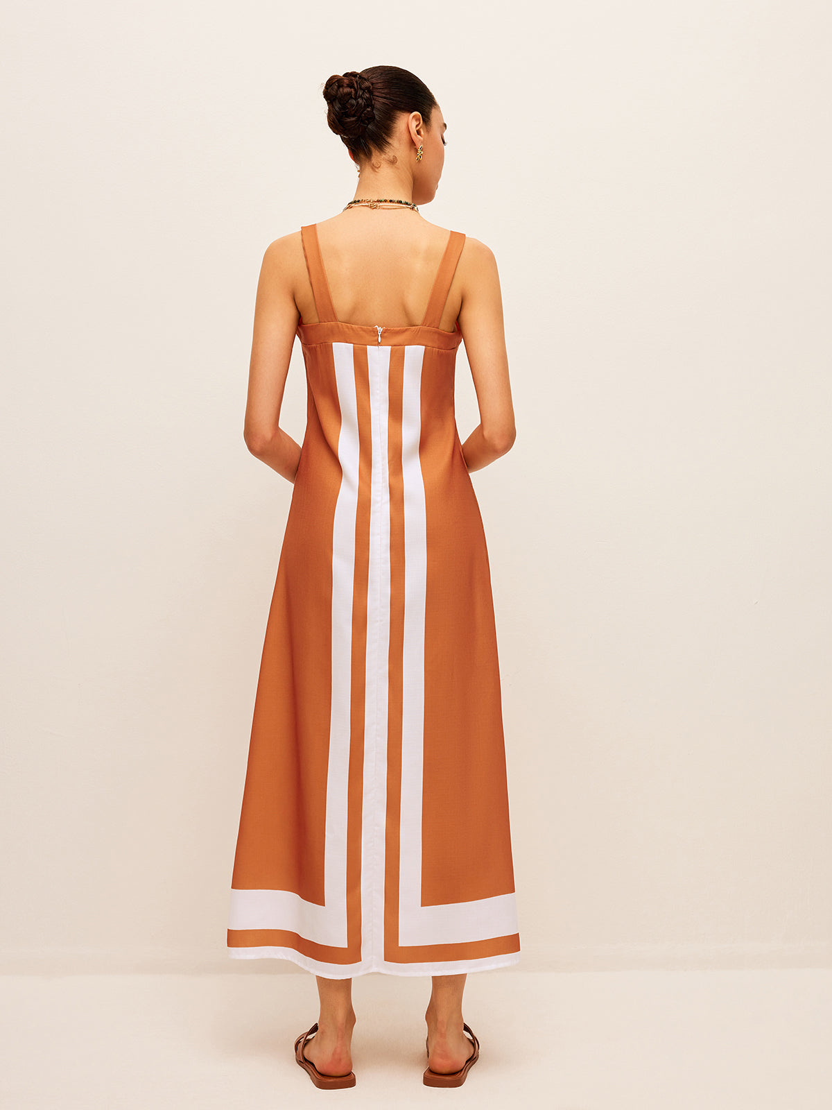 Color Block Square Neck Dress-Chicvia