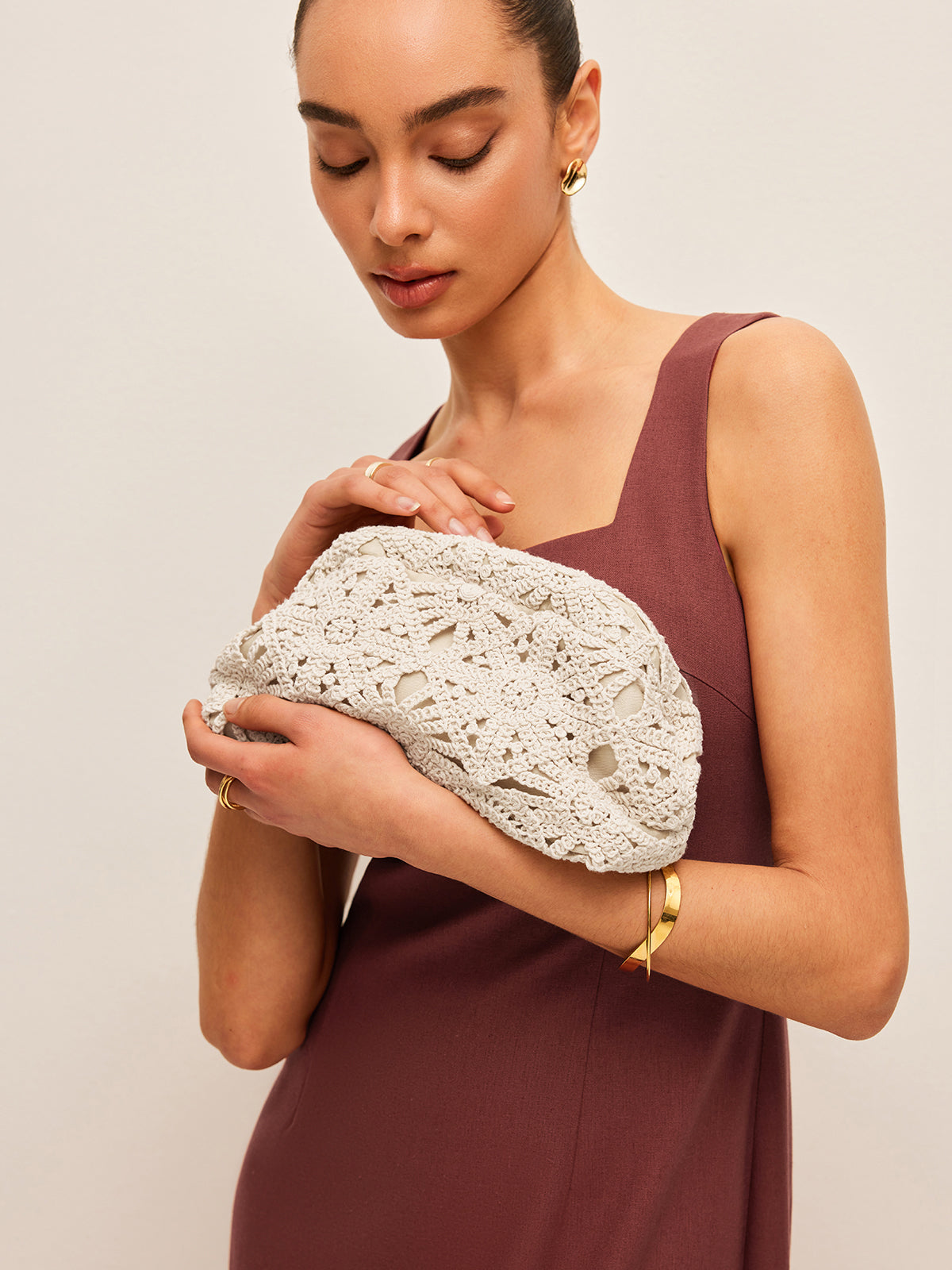 Crochet Lace Clutch Bag-Chicvia