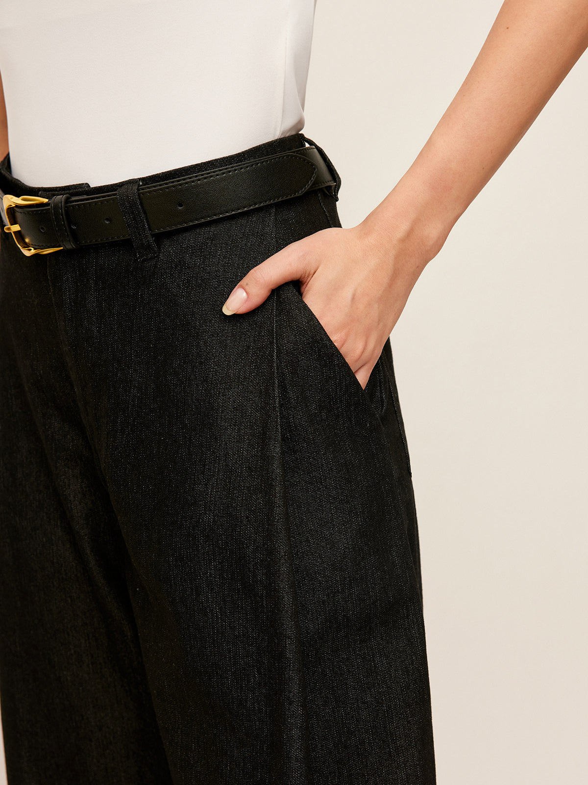 Mid-Waist Pockets Pants Without Belt-Chicvia