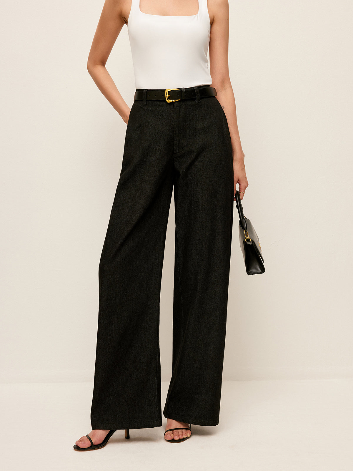 Mid-Waist Pockets Pants Without Belt-Chicvia