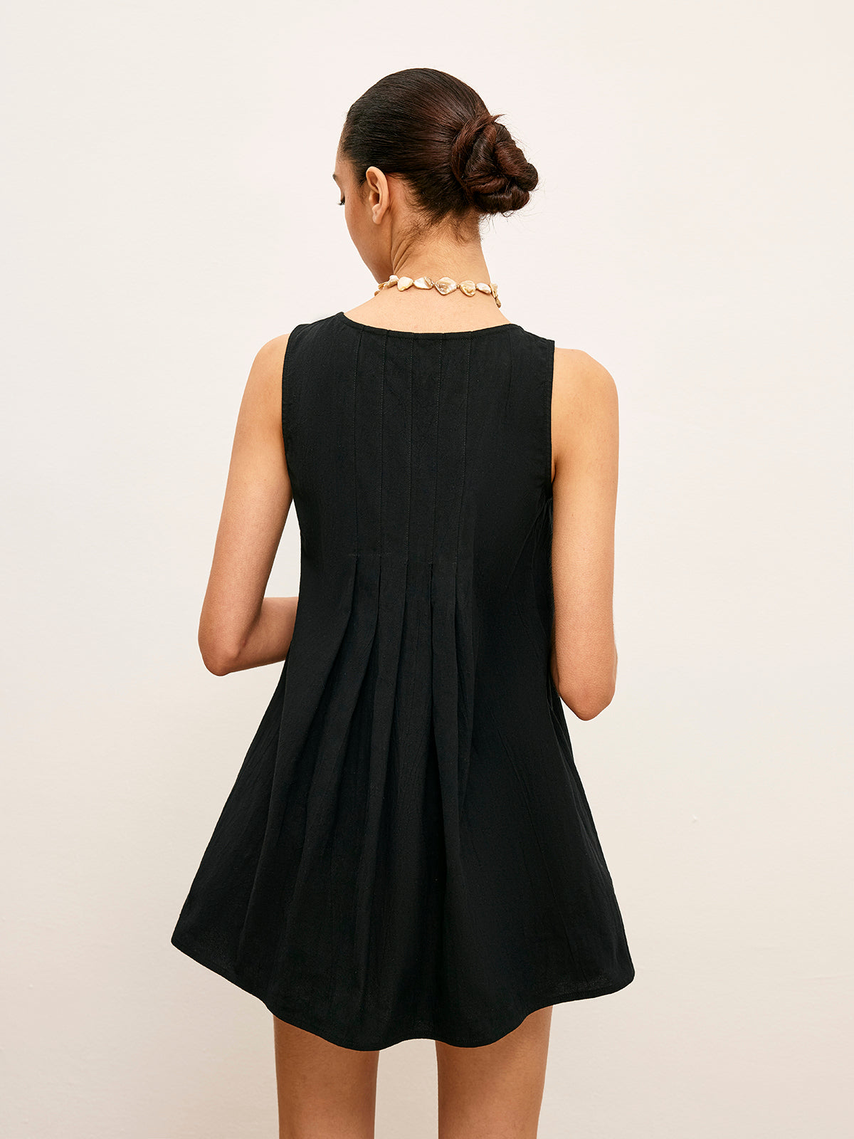 Cotton & Linen Pleated Button-Up Top-Chicvia