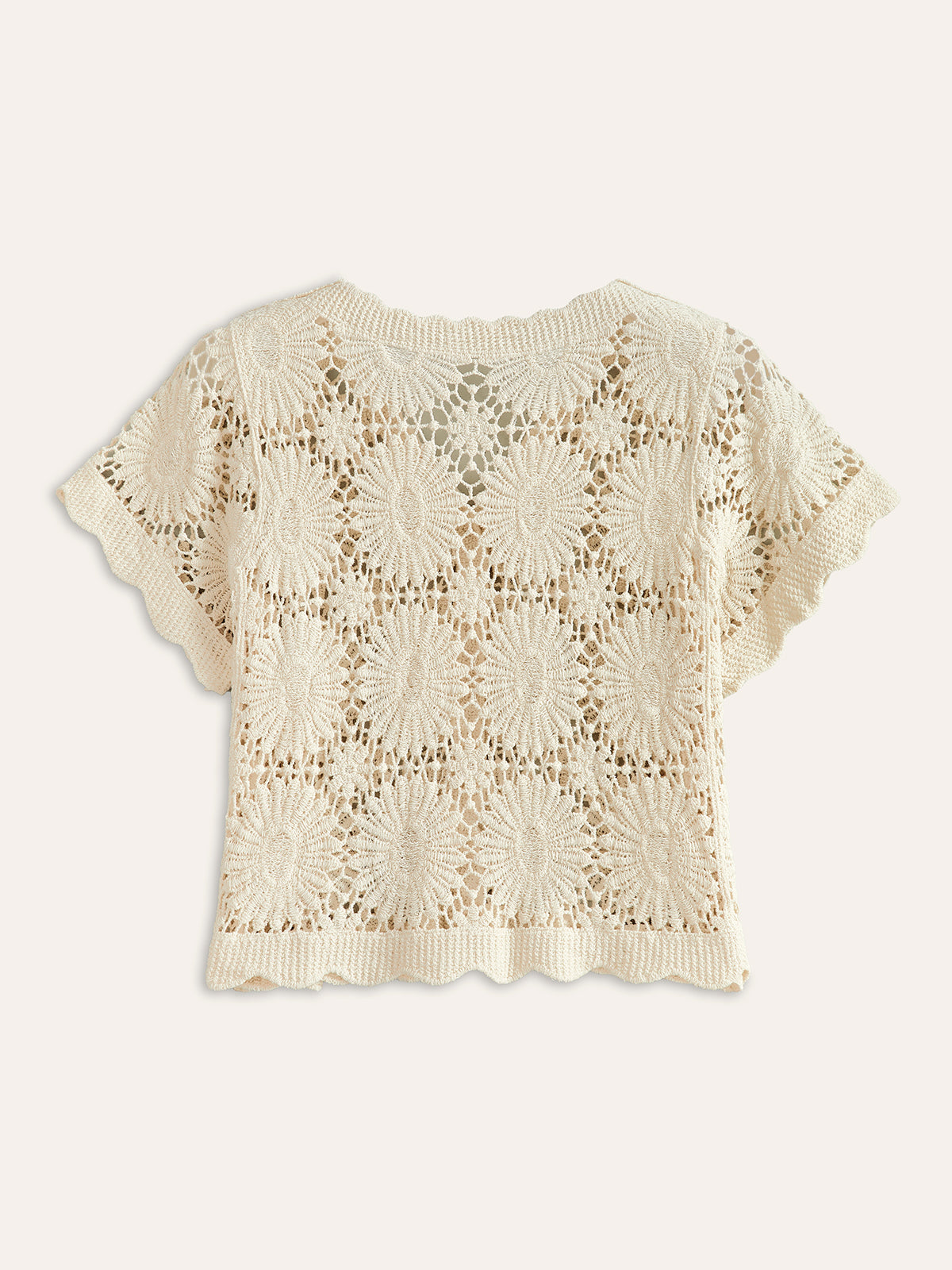 Crochet Floral Button-Front Cardigan-Chicvia