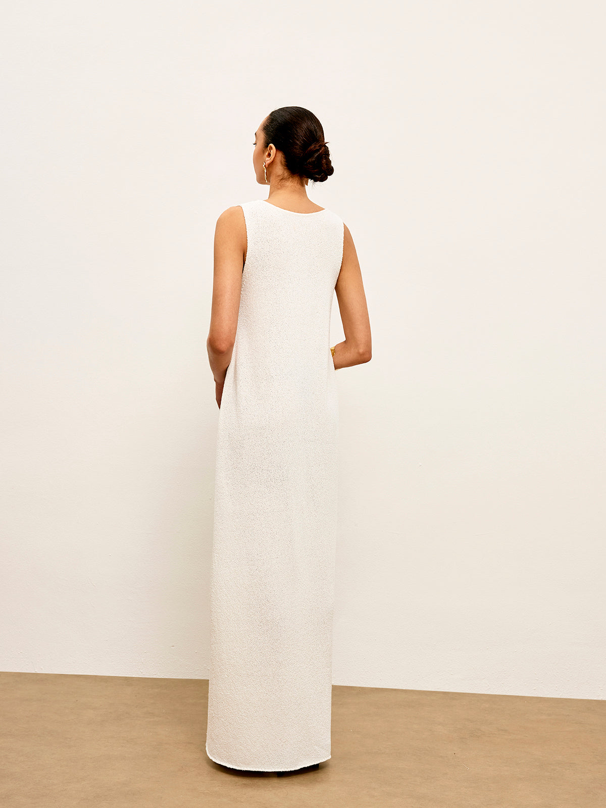 Metal Detail Sleeveless Sweater Dress-Chicvia