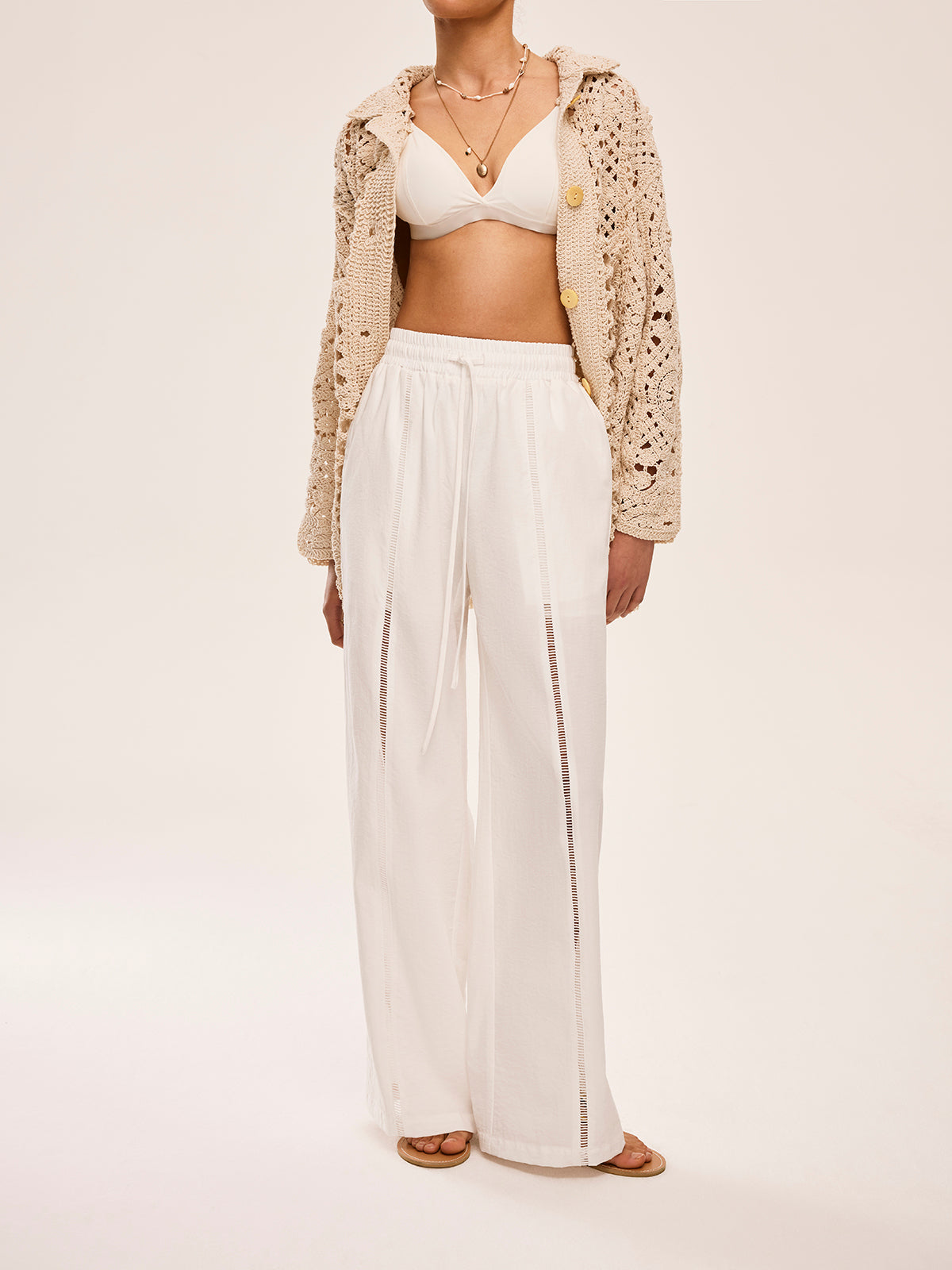 High-Waist Semi-Sheer Pants With Pockets-Chicvia