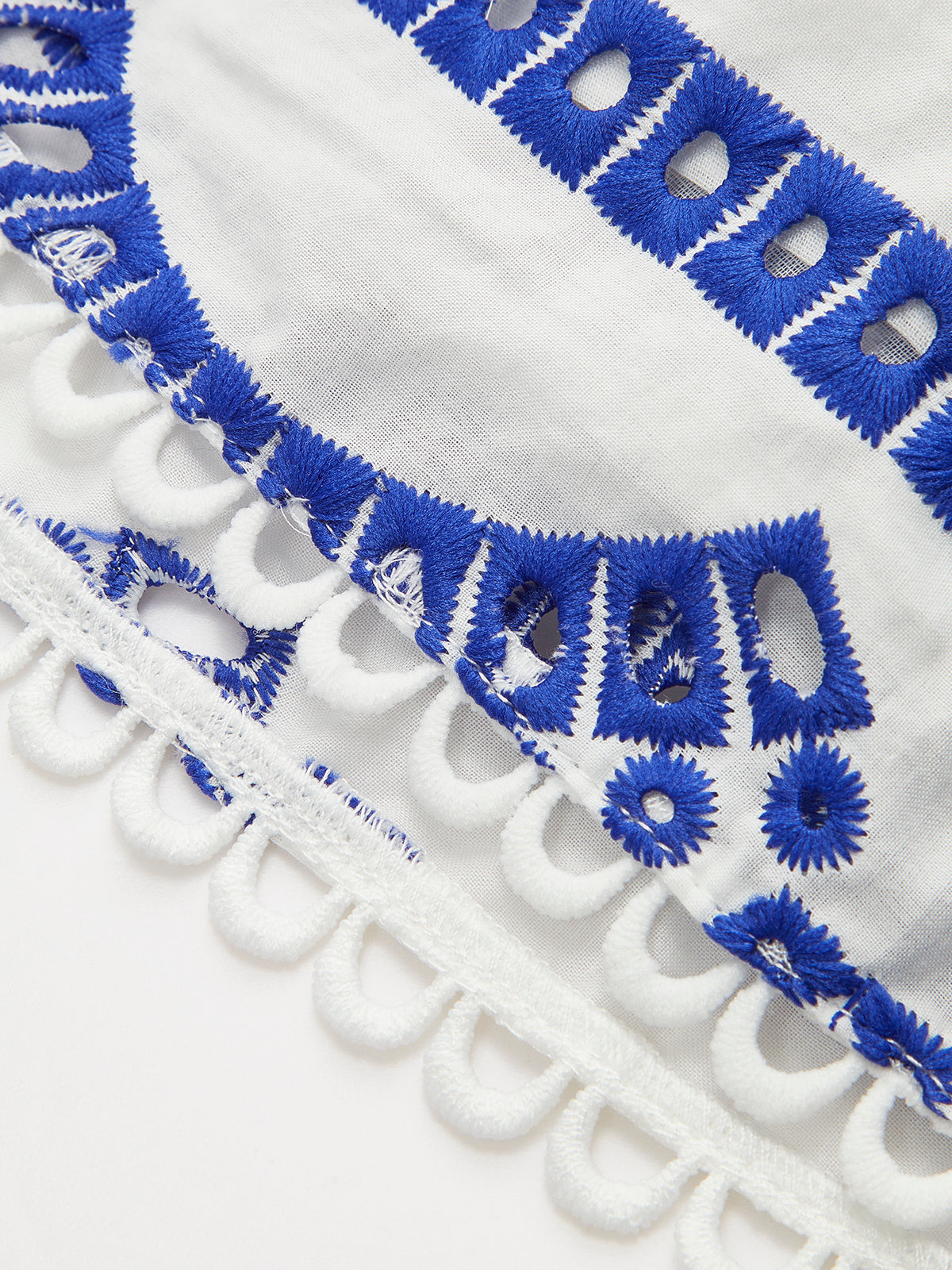 Embroidered Ruffled Sleeveless Dress-Chicvia