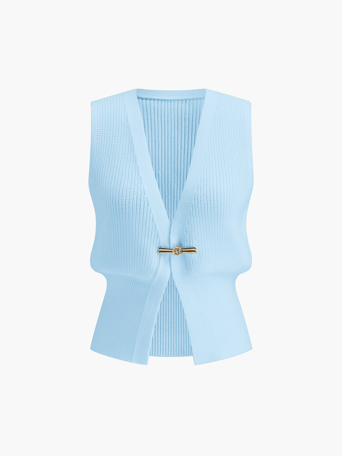 Metal Buckle Waisted Sweater Vest-Chicvia