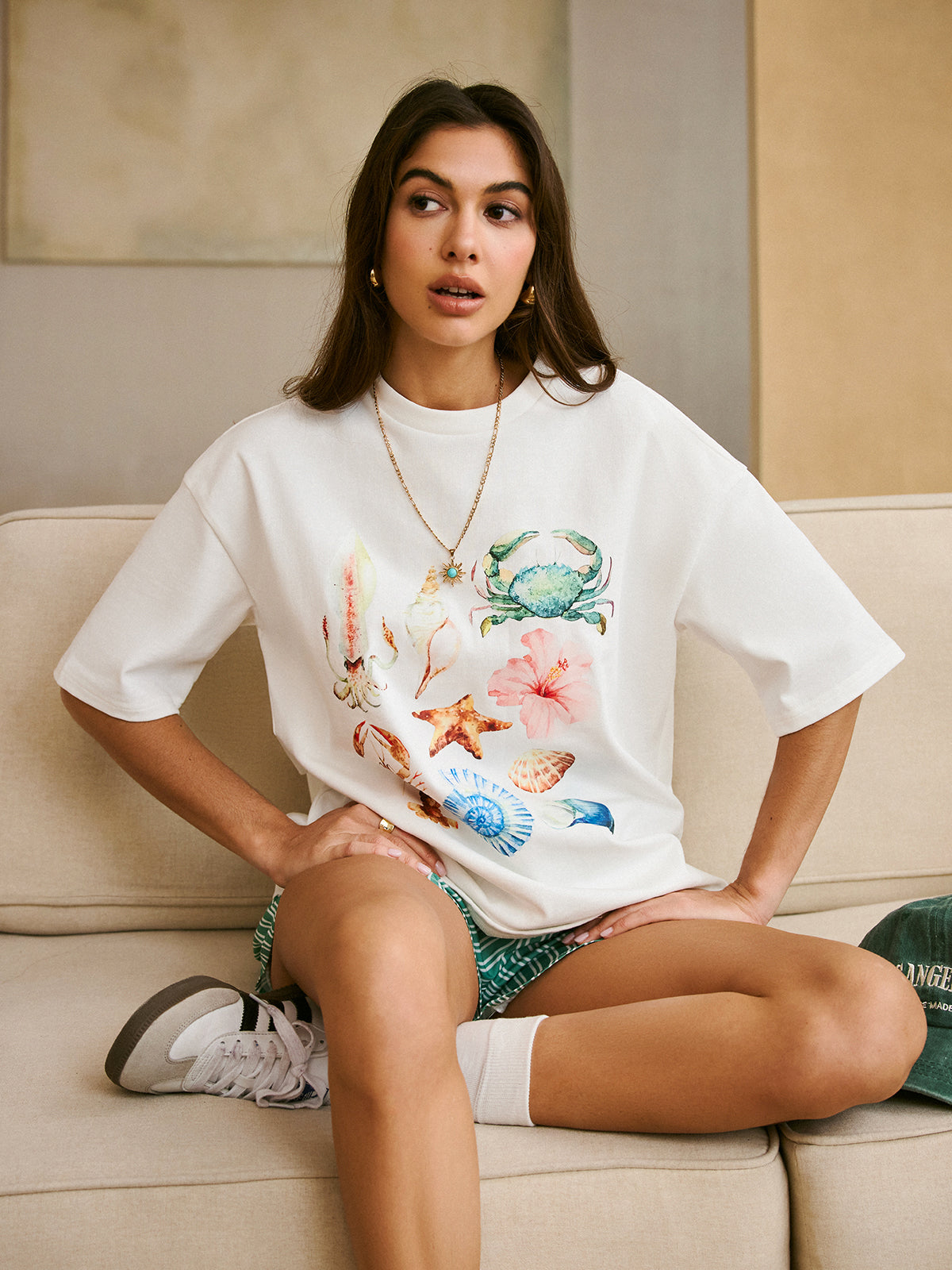 Cotton Boho Print T-Shirt-Chicvia