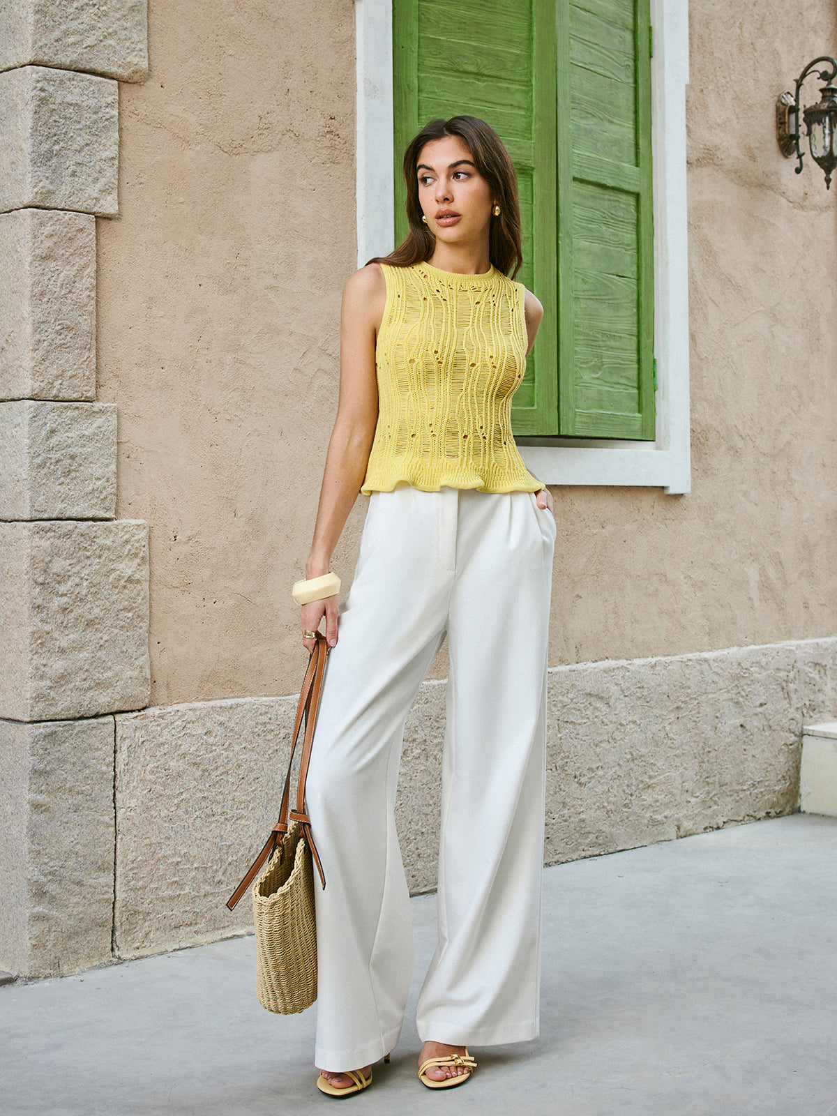 Lettuce Trim Sweater Vest-Chicvia