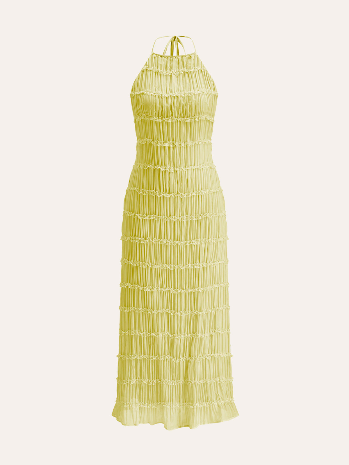 Halter Strappy Back Ruffled Dress-Chicvia