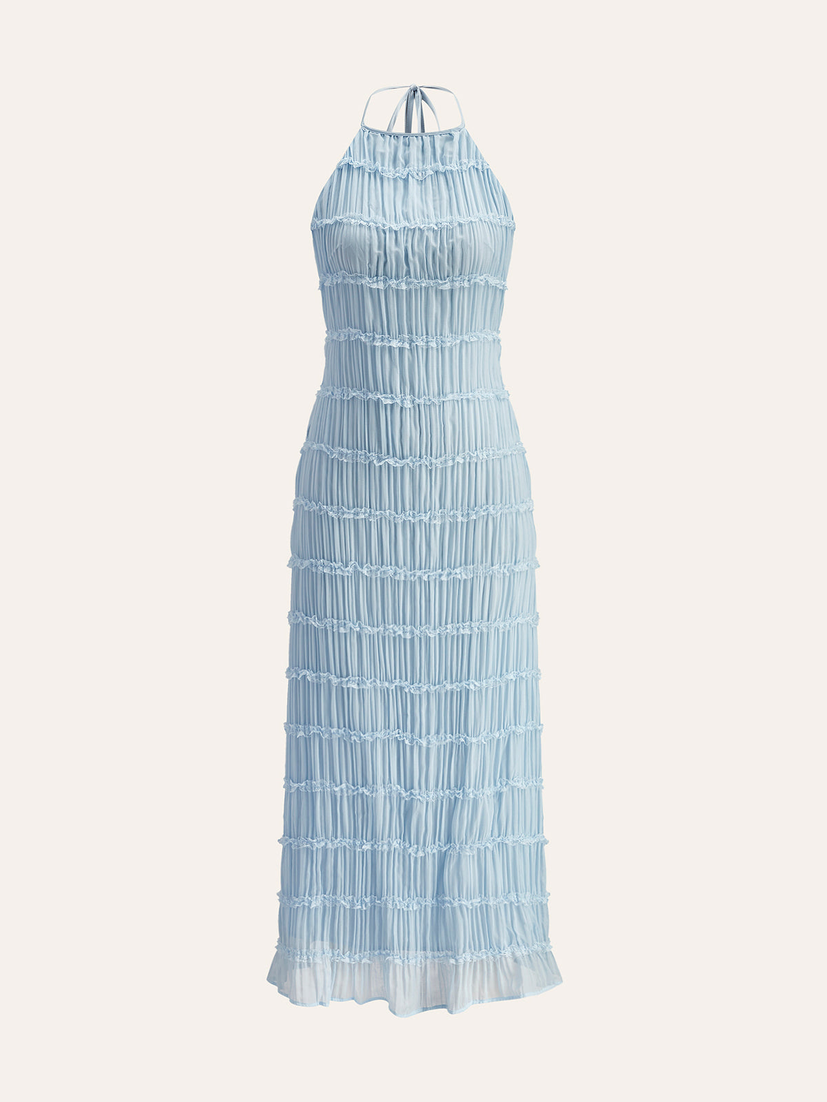 Halter Strappy Back Ruffled Dress-Chicvia