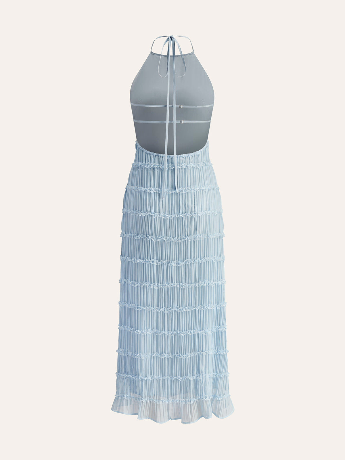 Halter Strappy Back Ruffled Dress-Chicvia