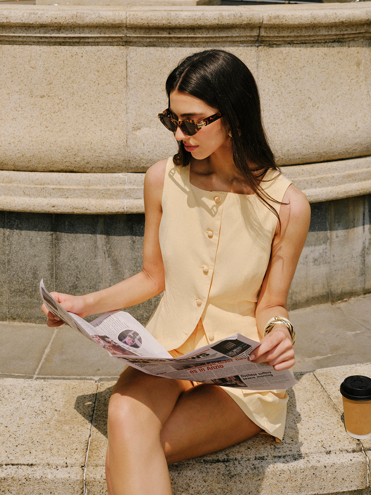 Cotton & Linen Pocket Detail Shorts Set-Chicvia