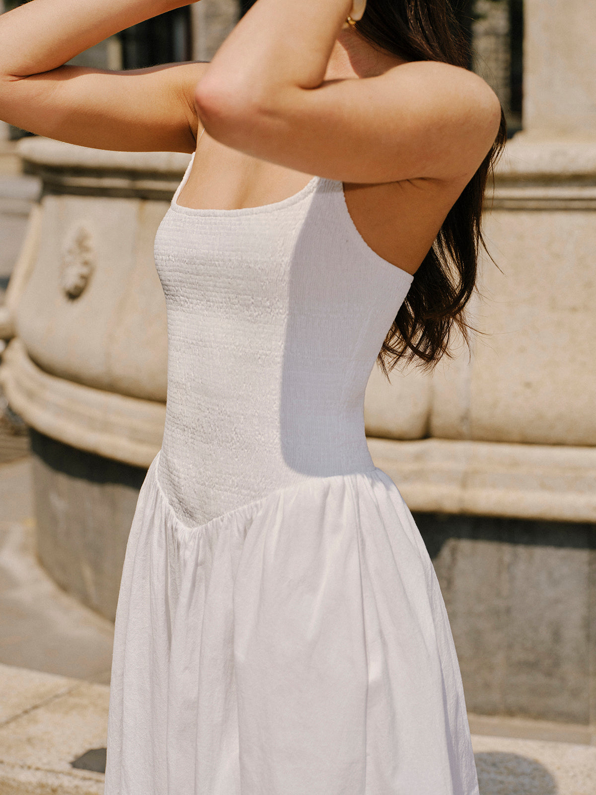 Cotton Pocket Detail Cami Dress-Chicvia