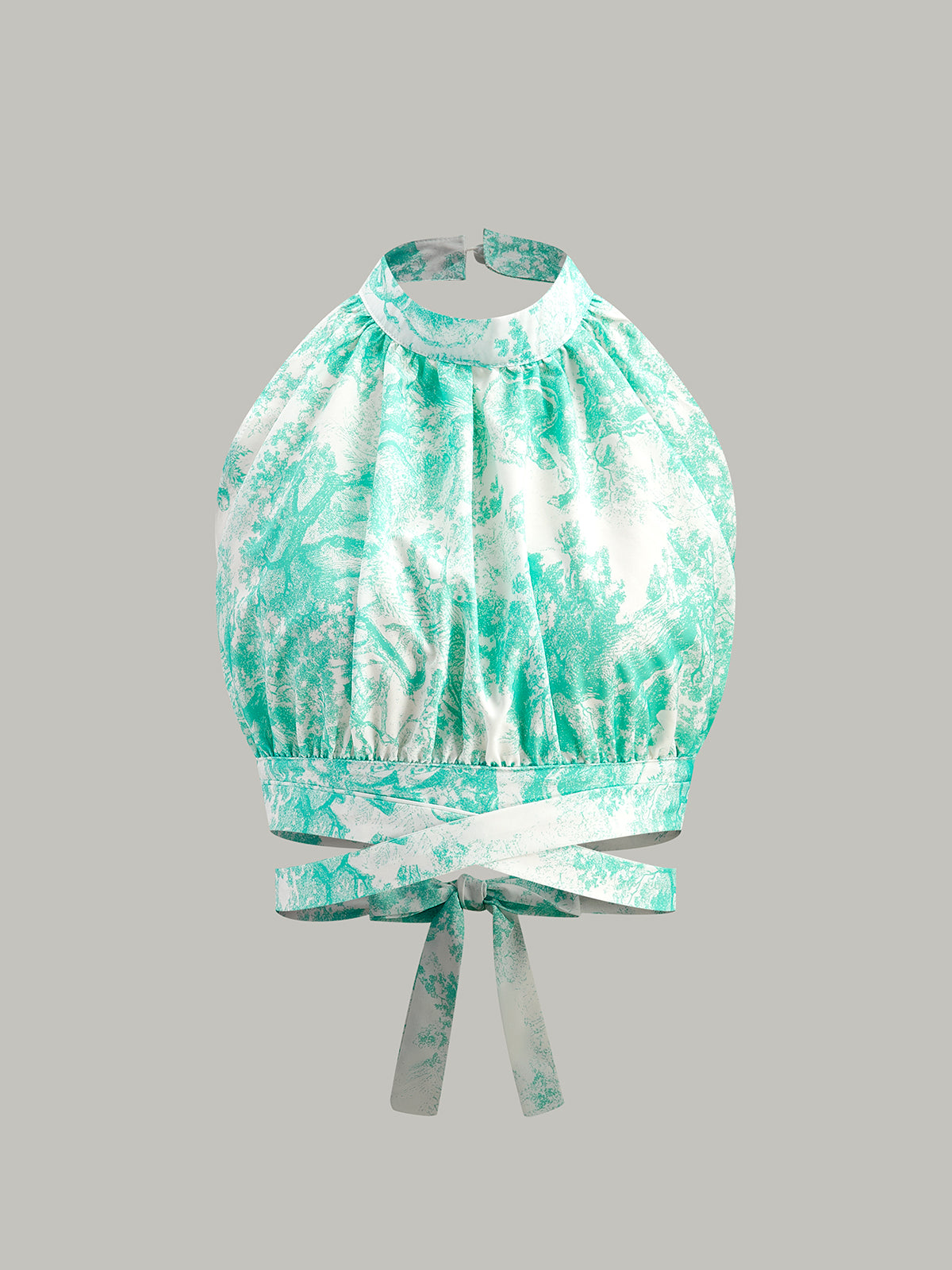 Halter Neck Backless Button-Front Skirt Set-Chicvia