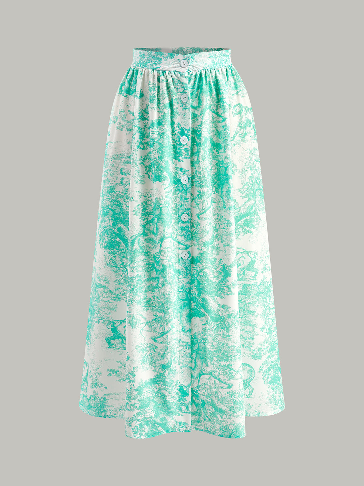 Halter Neck Backless Button-Front Skirt Set-Chicvia