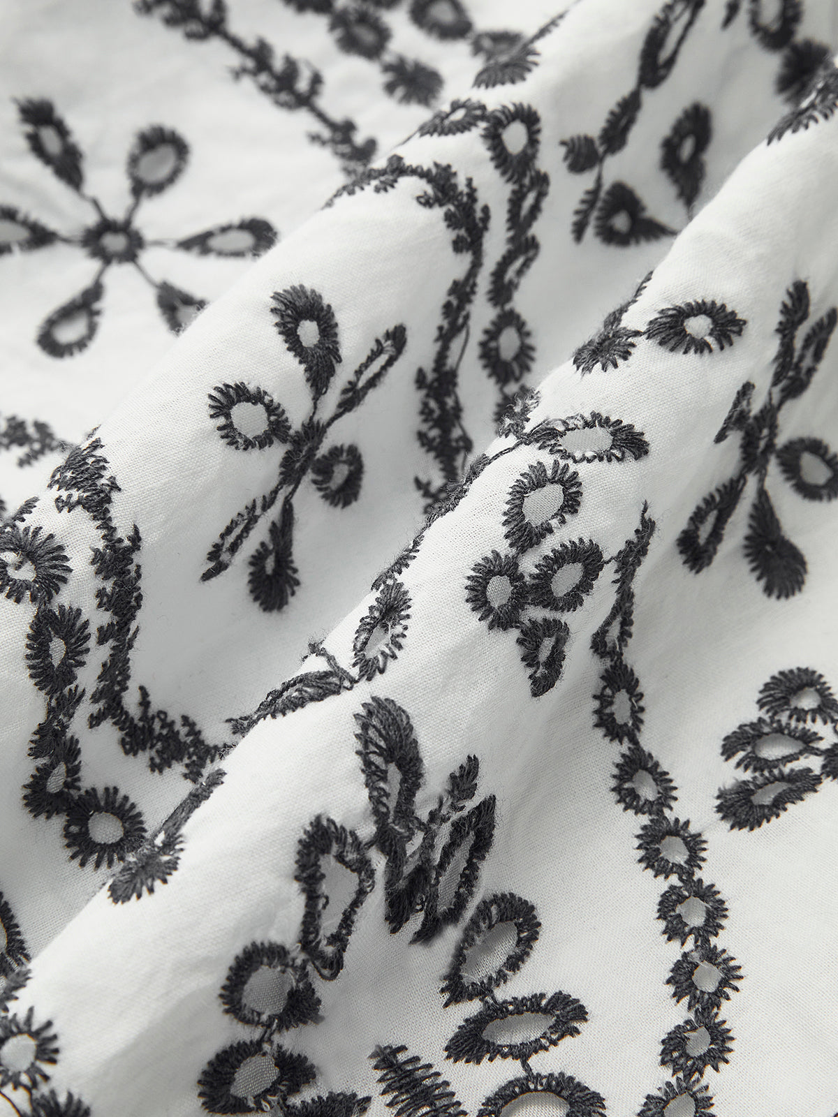 Embroidered V-Neck Belted Dress-Chicvia