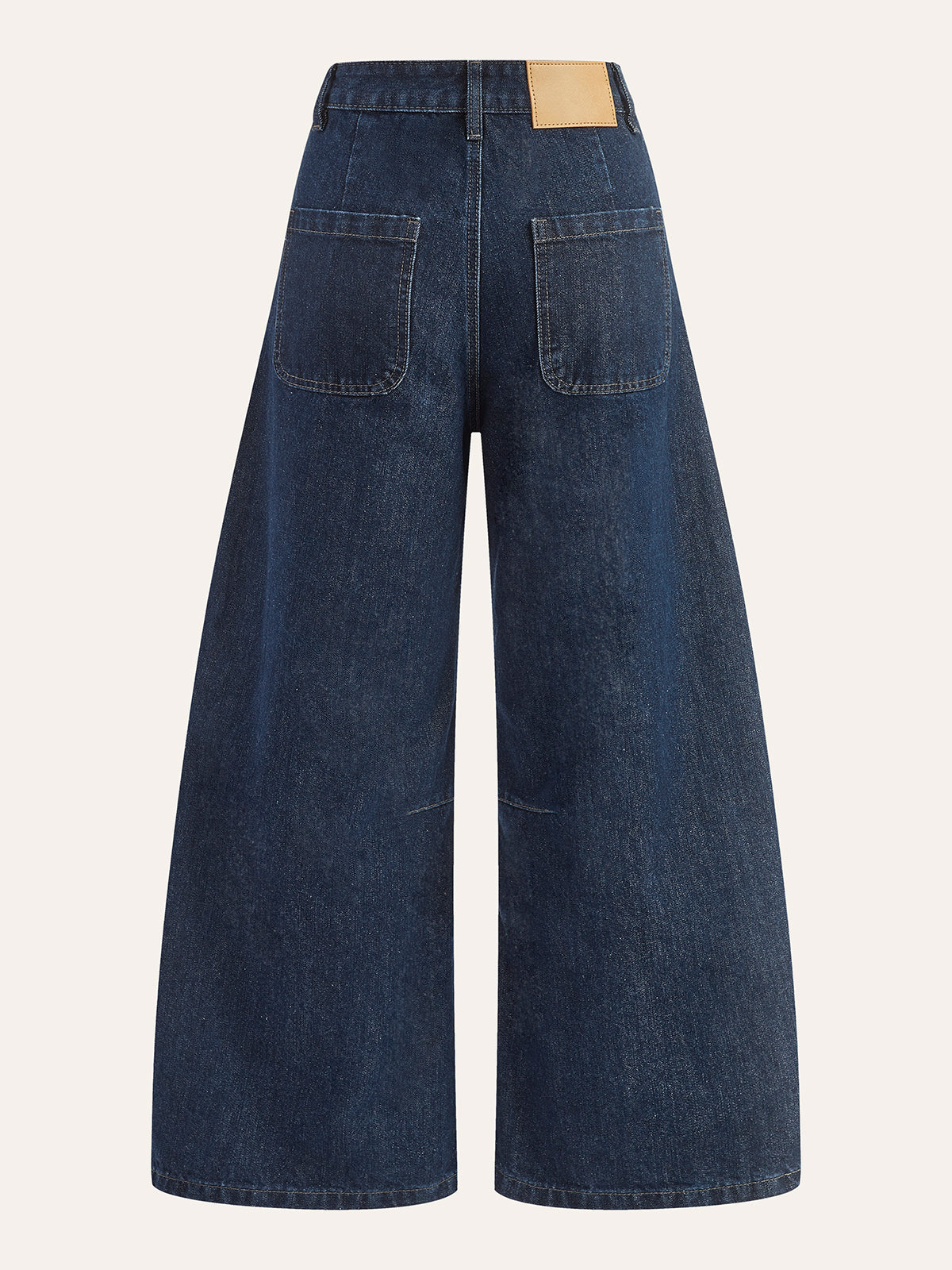 Cotton Mid-Waist Wide-Leg Jeans-Chicvia